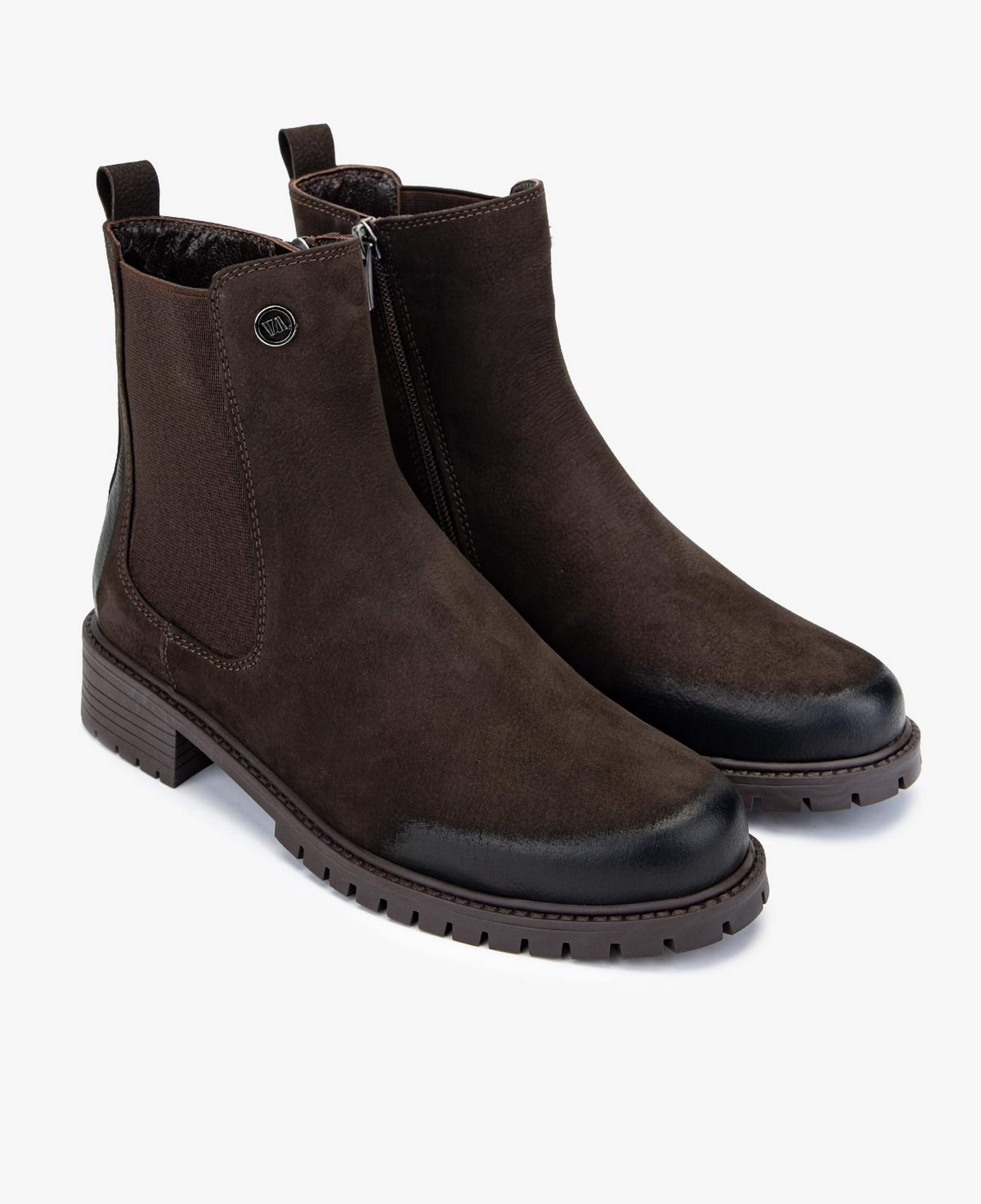 Valmenti Kadın Hakiki Deri Kahverengi Nubuk Düz Bot