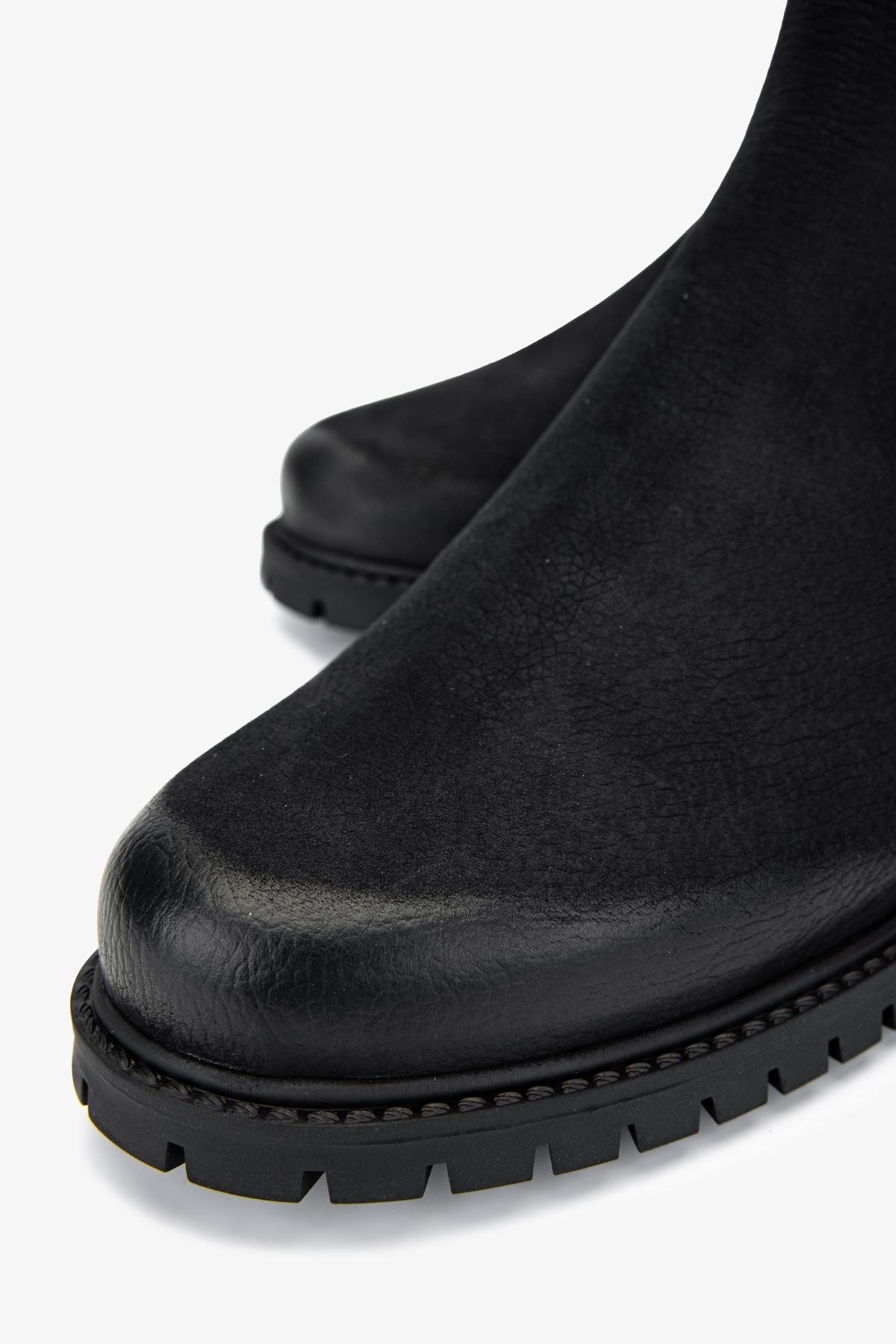 Valmenti Kadın Hakiki Deri Siyah Nubuk Düz Bot