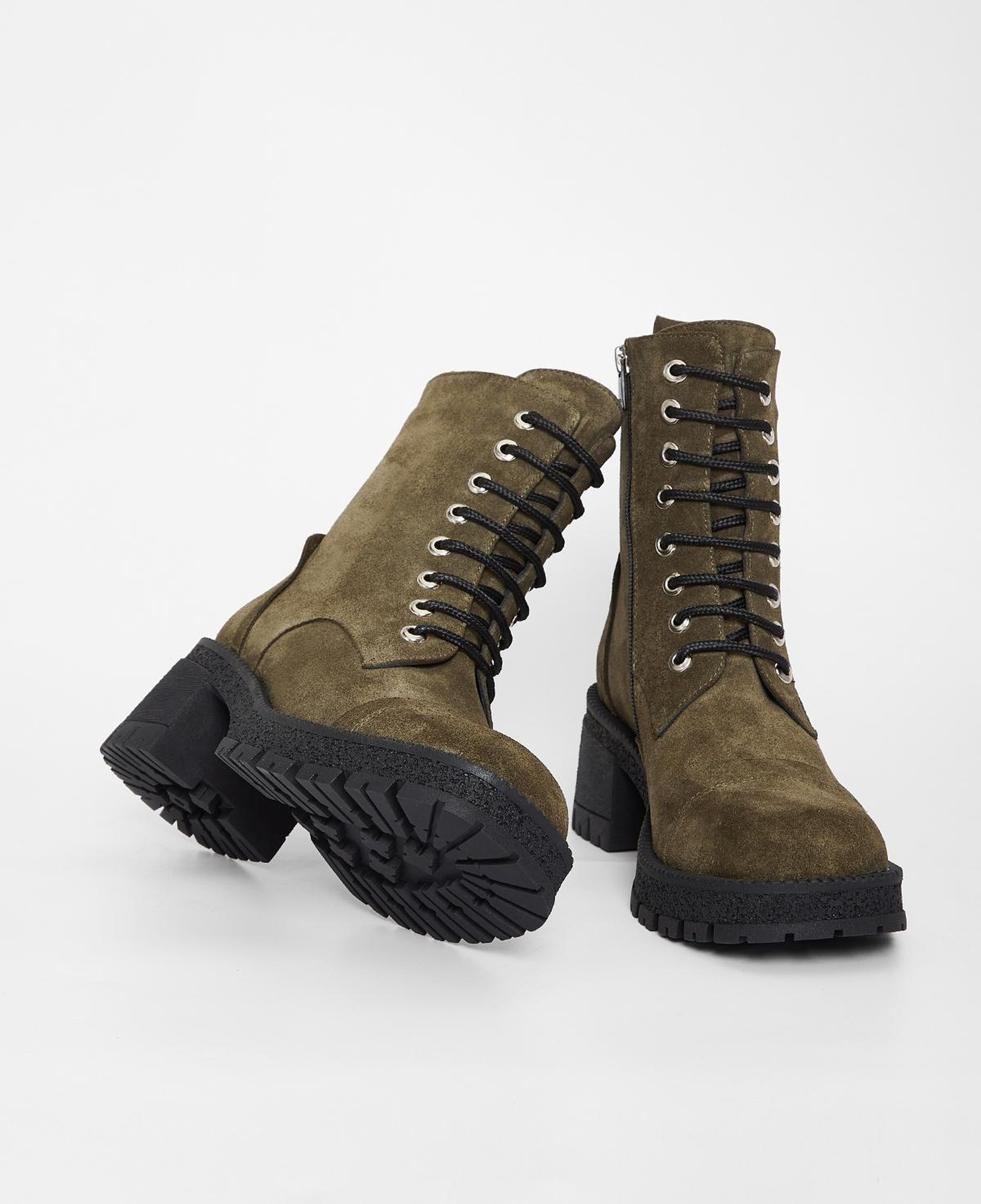 Valmenti Kadın Hakiki Deri Haki Süet Topuklu Bot