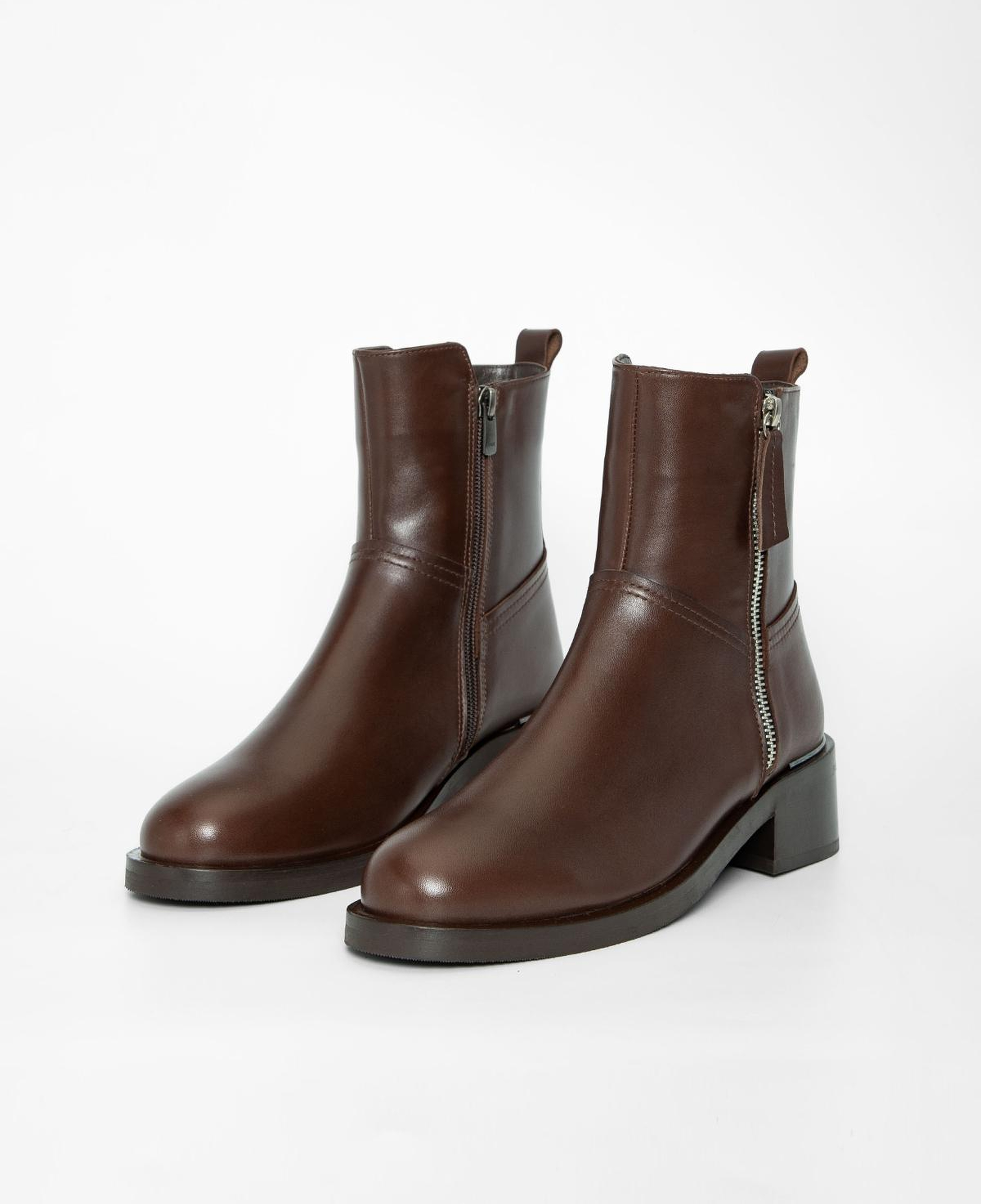 Valmenti Kadın Hakiki Deri Kahverengi Düz Bot