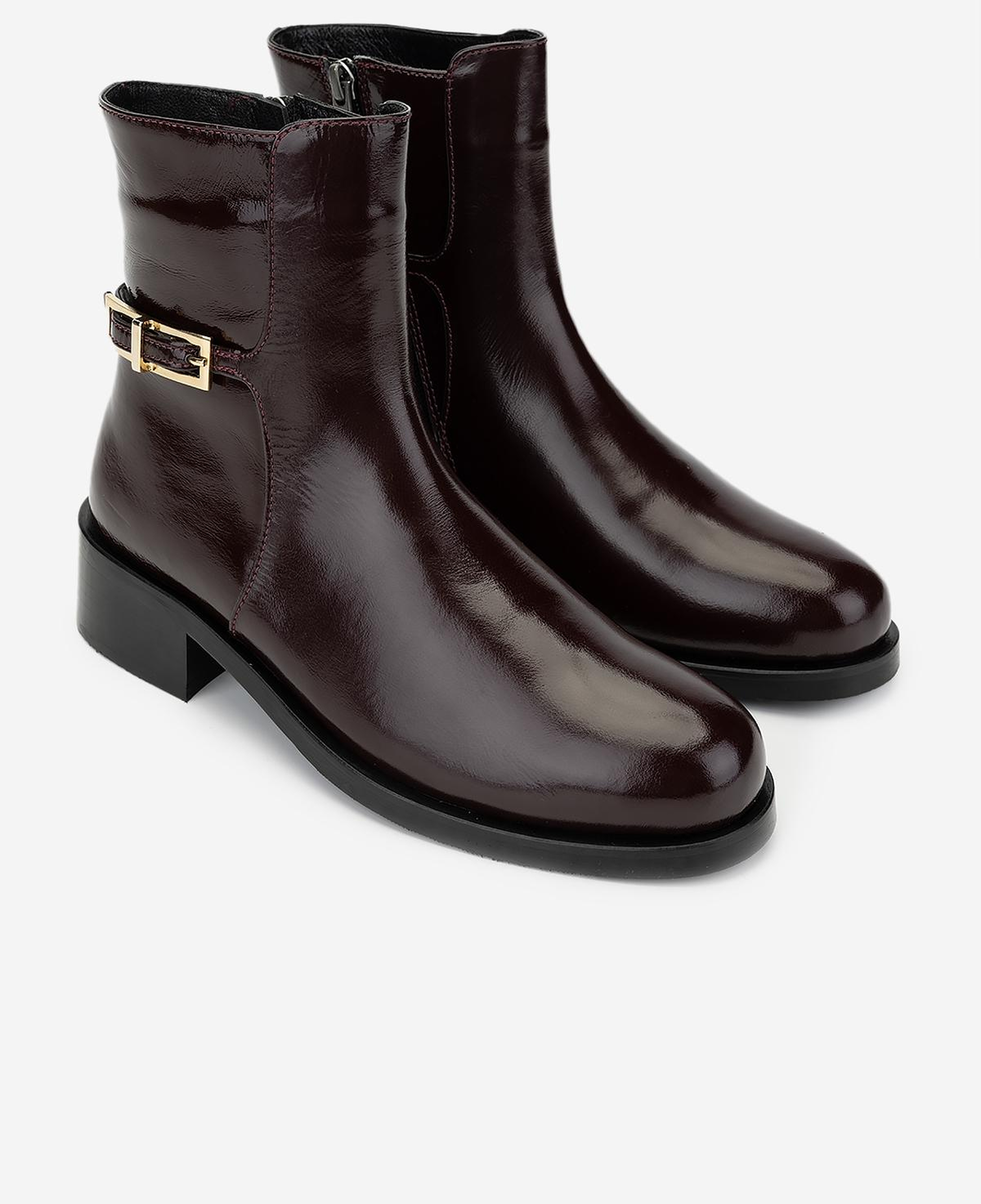 Valmenti Kadın Hakiki Deri Bordo Rugan Düz Bot