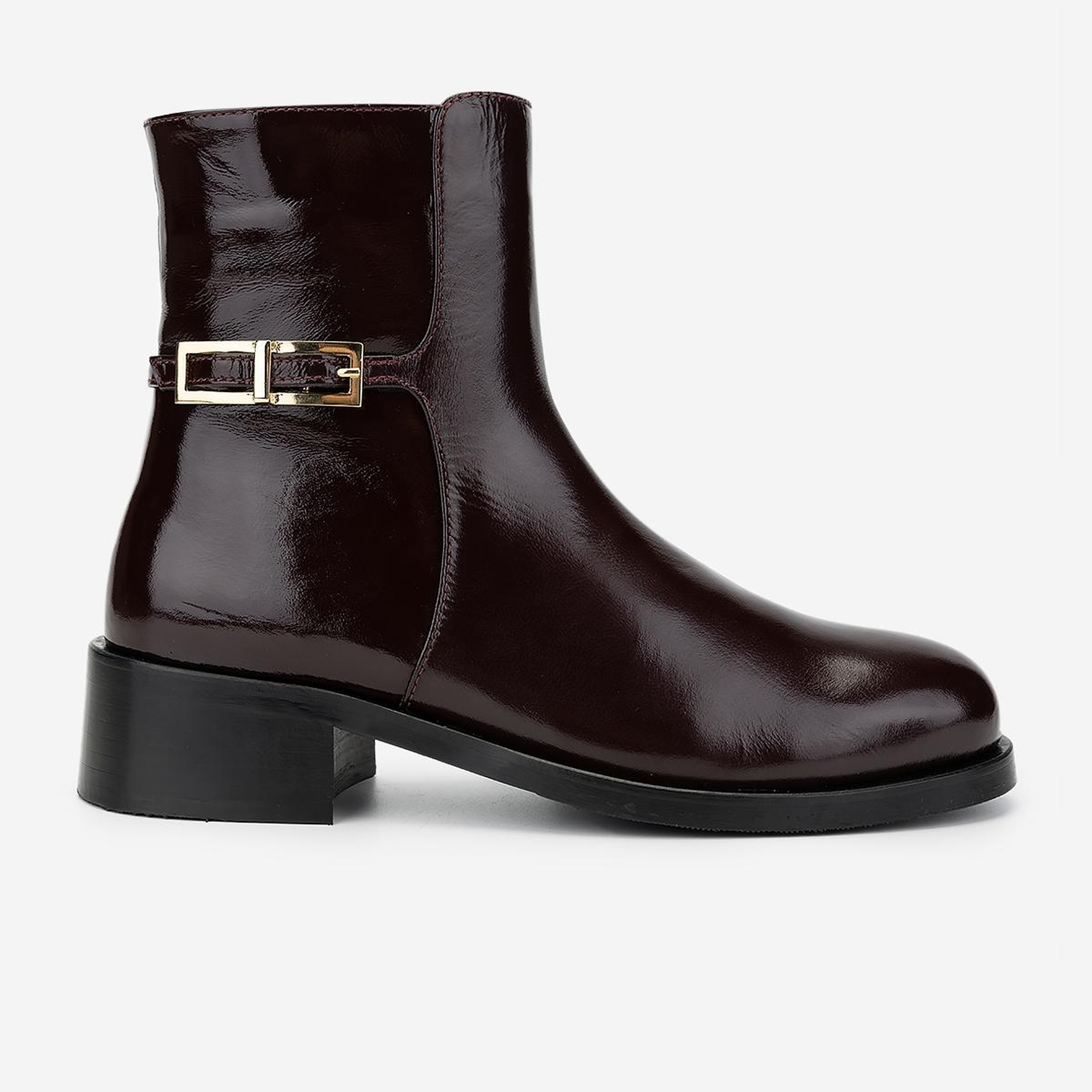 Valmenti Kadın Hakiki Deri Bordo Rugan Düz Bot