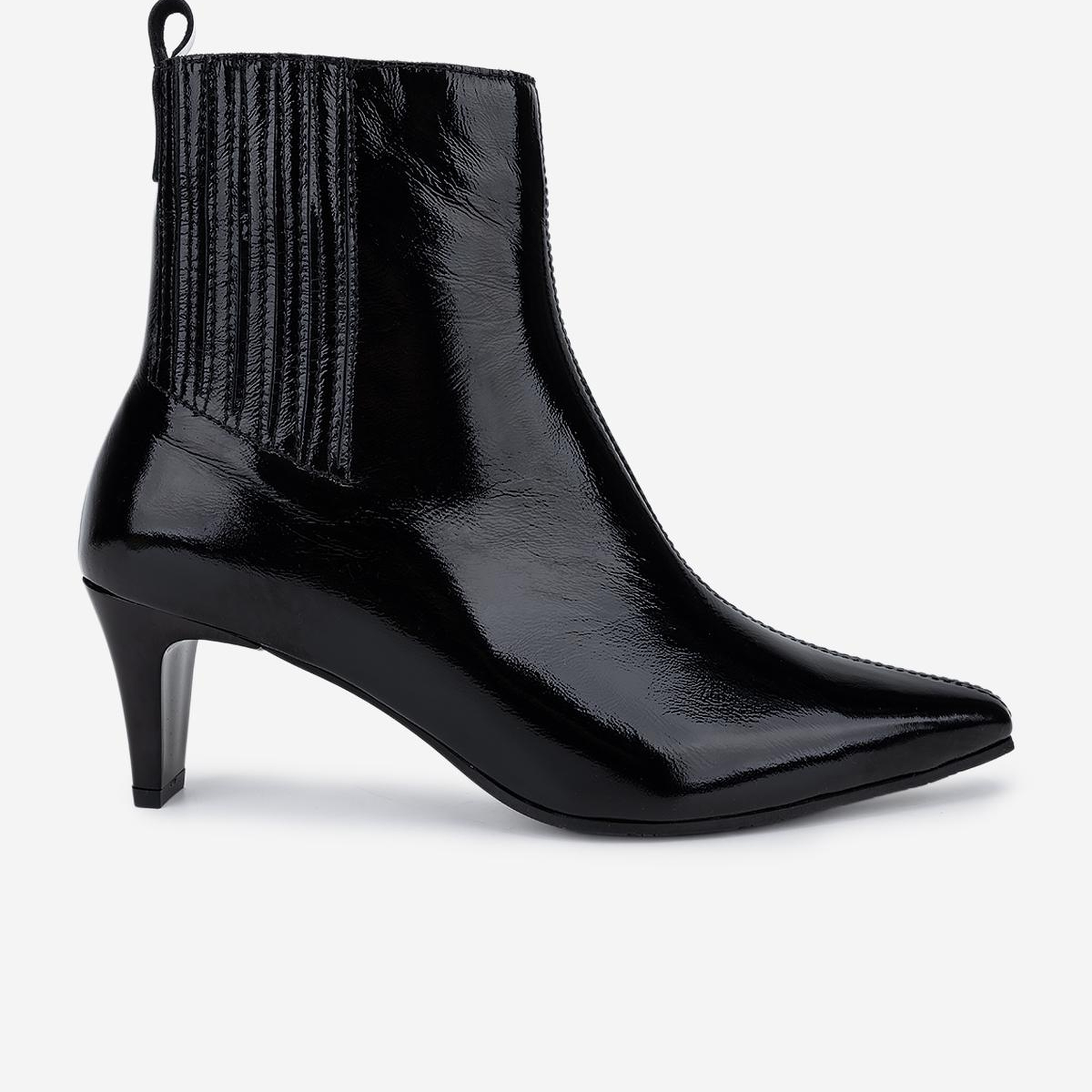 Valmenti Kadın Hakiki Deri Siyah Rugan Topuklu Bot