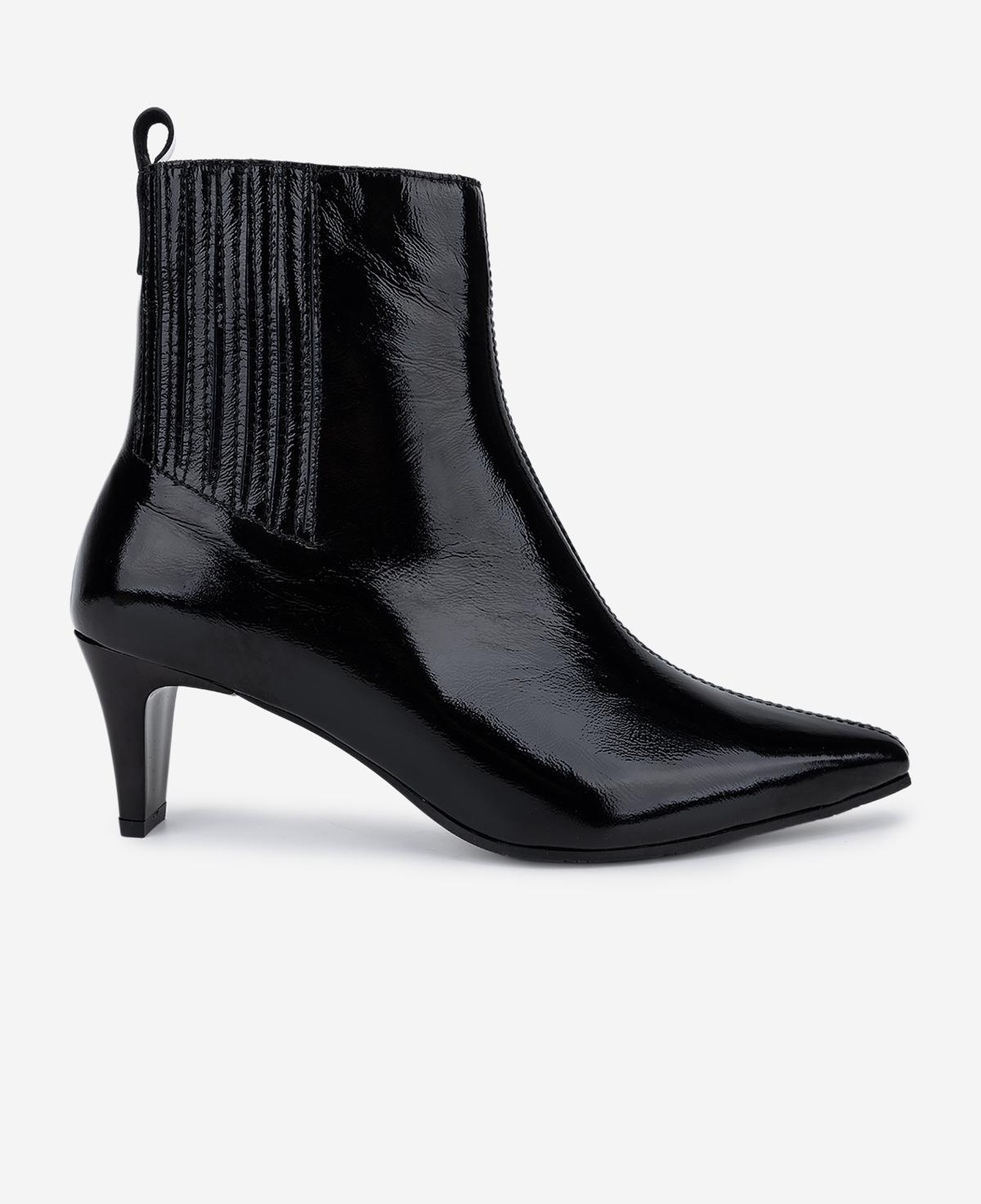 Valmenti Kadın Hakiki Deri Siyah Rugan Topuklu Bot