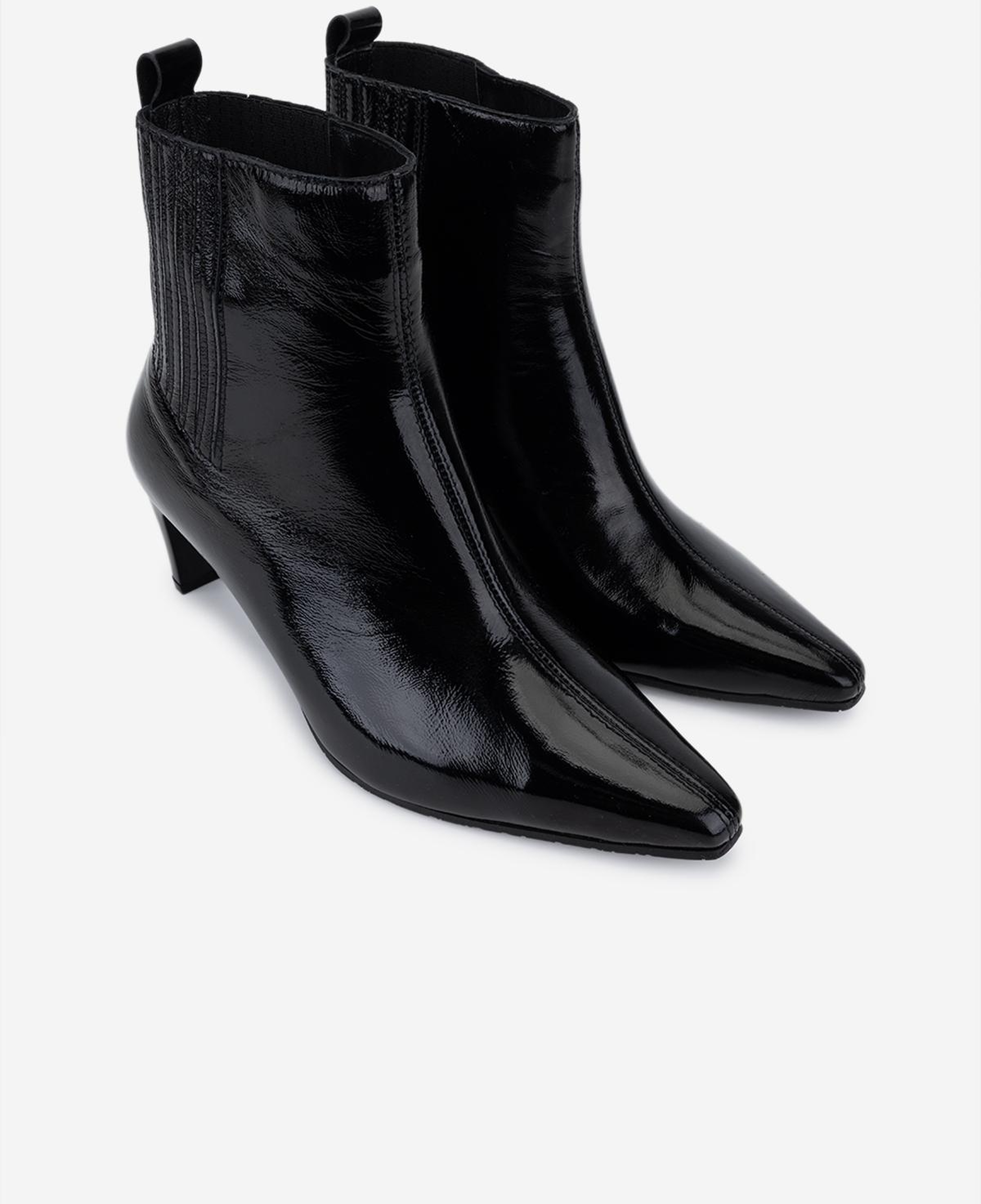 Valmenti Kadın Hakiki Deri Siyah Rugan Topuklu Bot