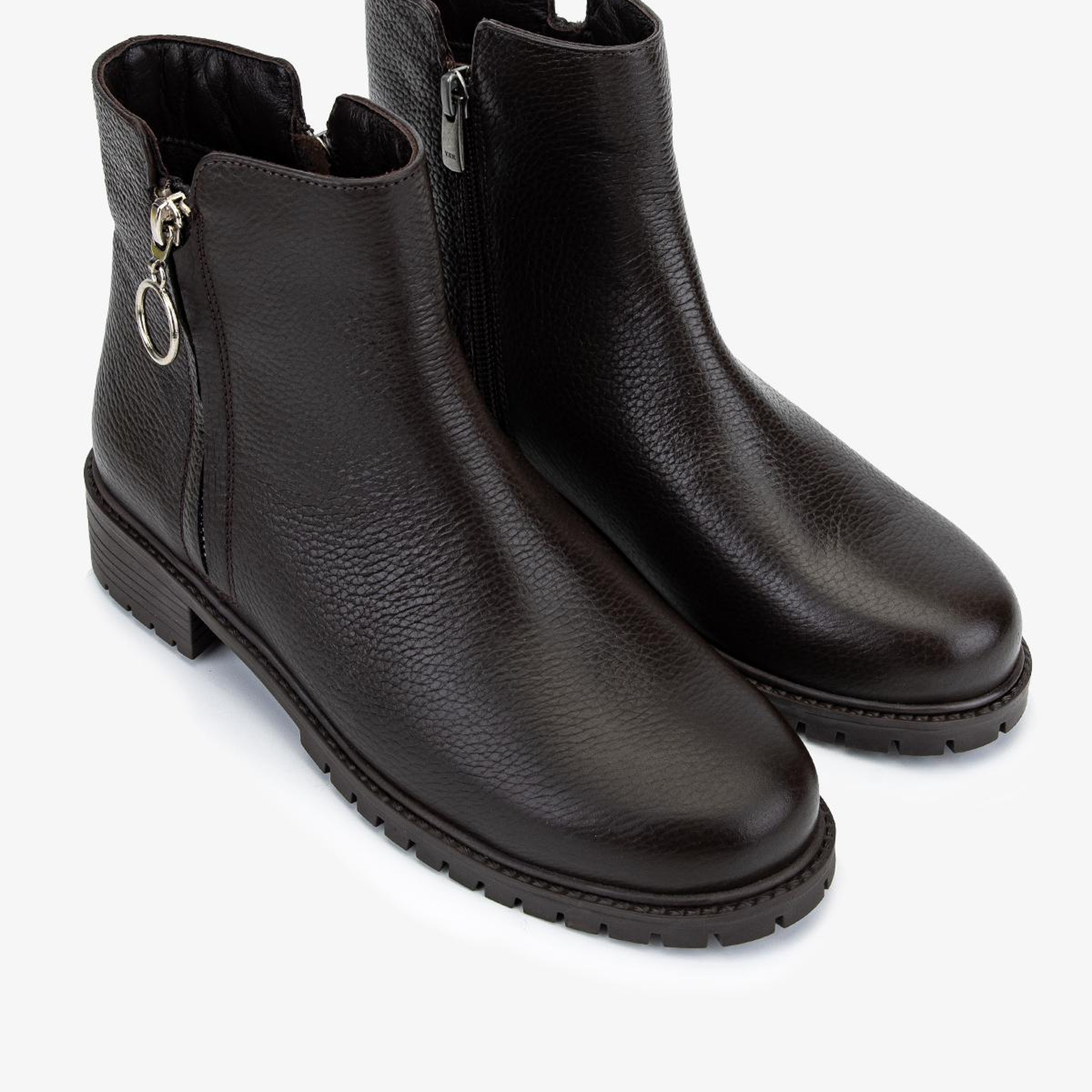 Valmenti Kadın Hakiki Deri Kahverengi Floter Düz Bot