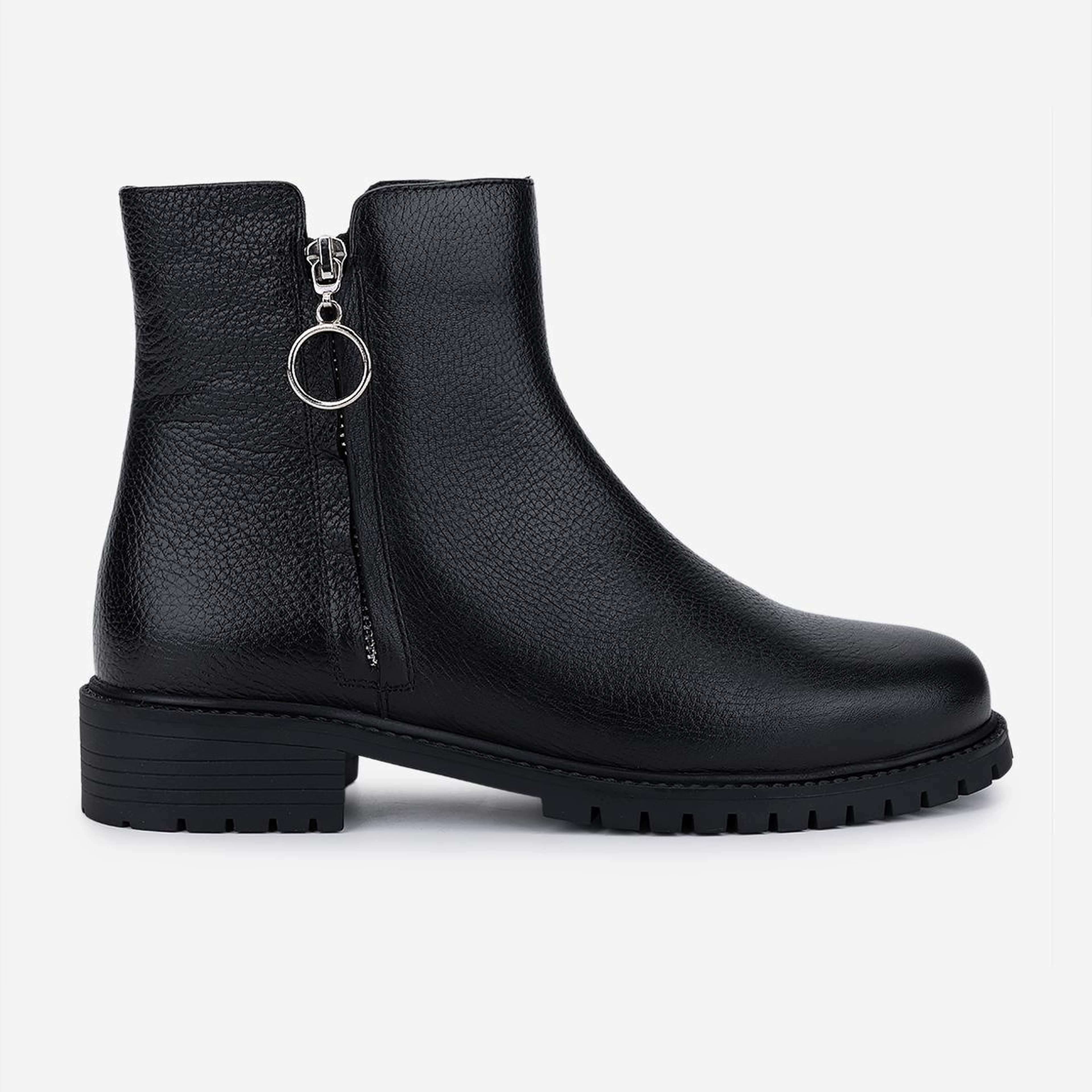 Valmenti Kadın Hakiki Deri Siyah Floter Düz Bot