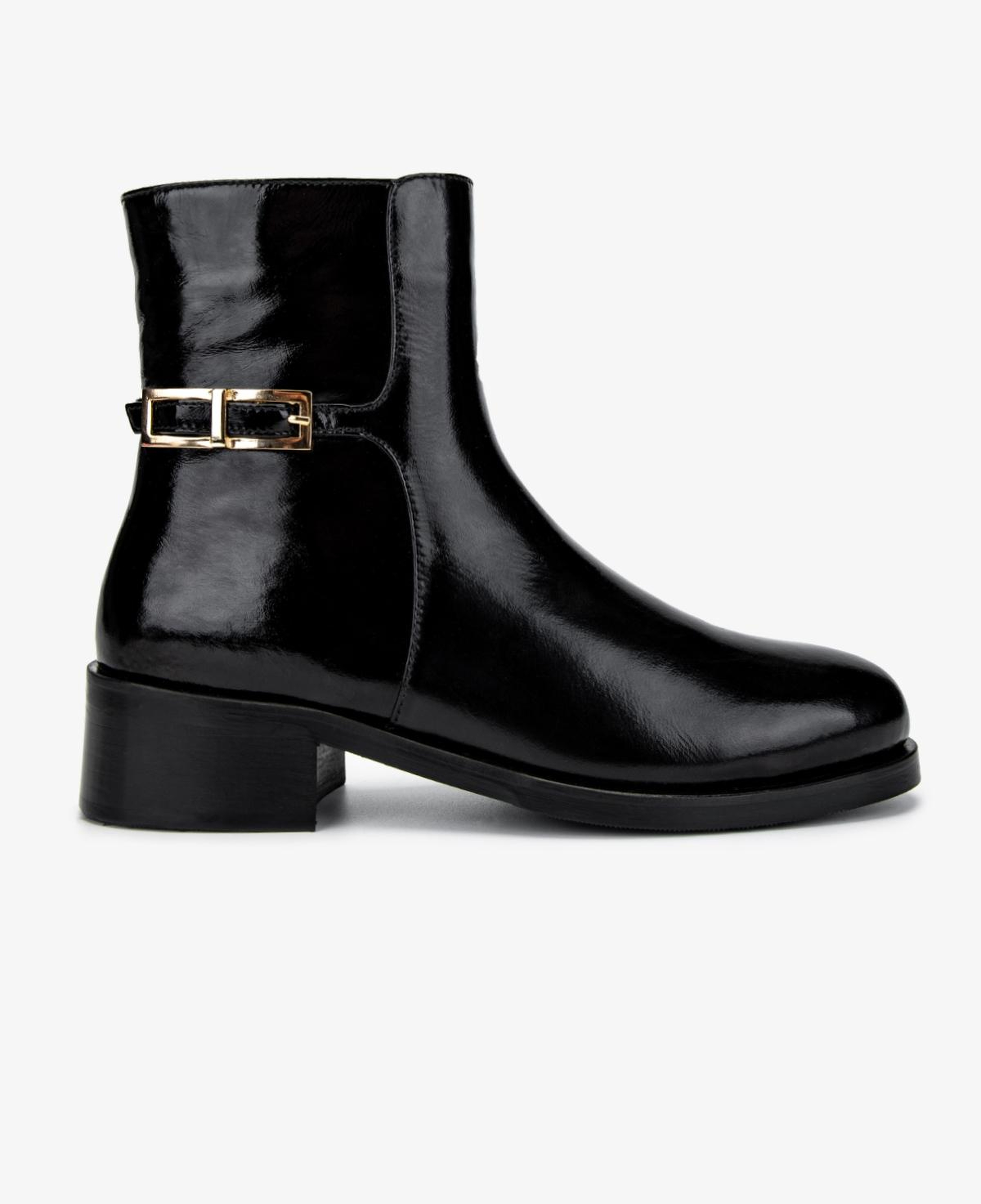 Valmenti Kadın Hakiki Deri Siyah Kırışık Rugan Düz Bot