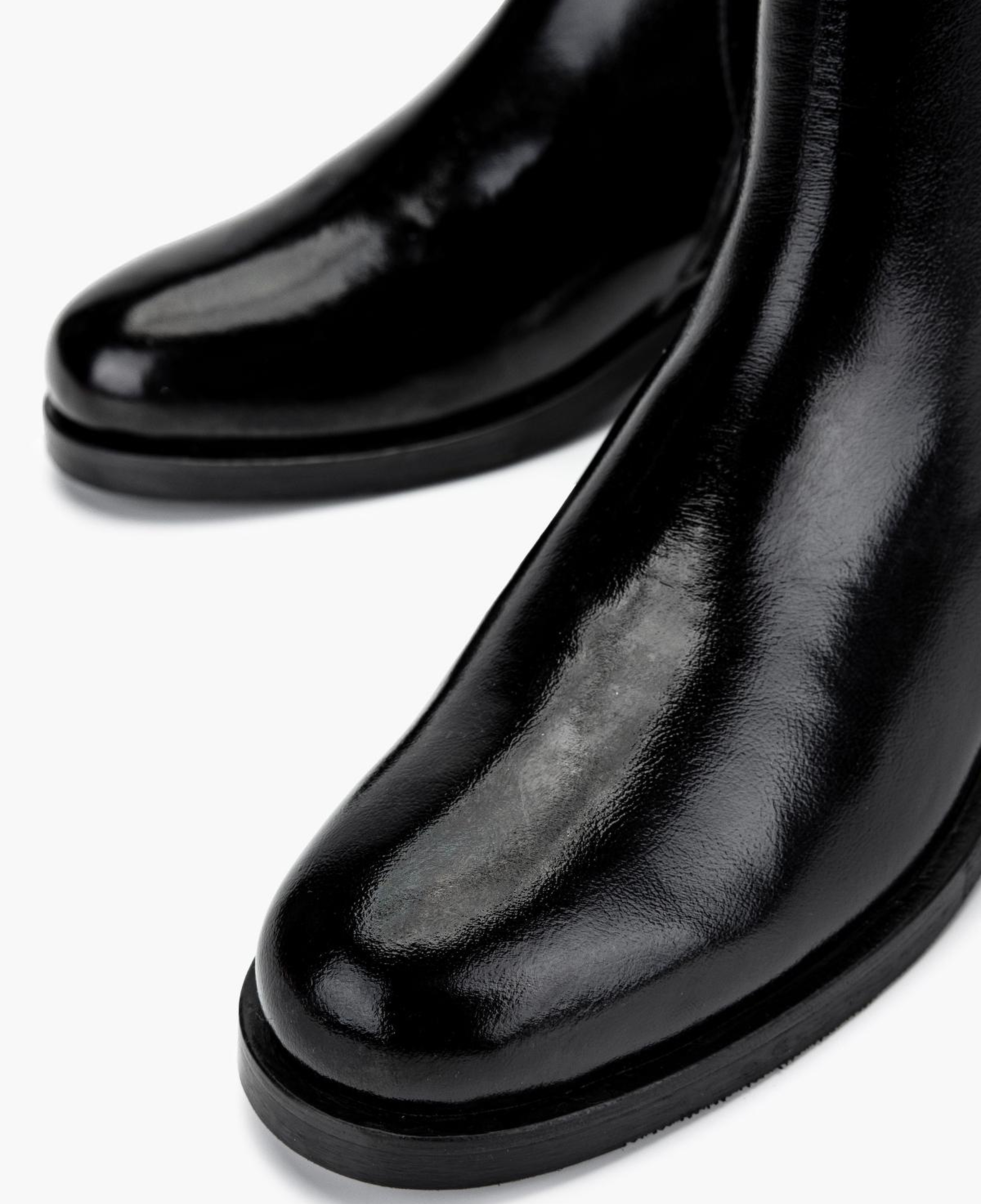 Valmenti Kadın Hakiki Deri Siyah Kırışık Rugan Düz Bot