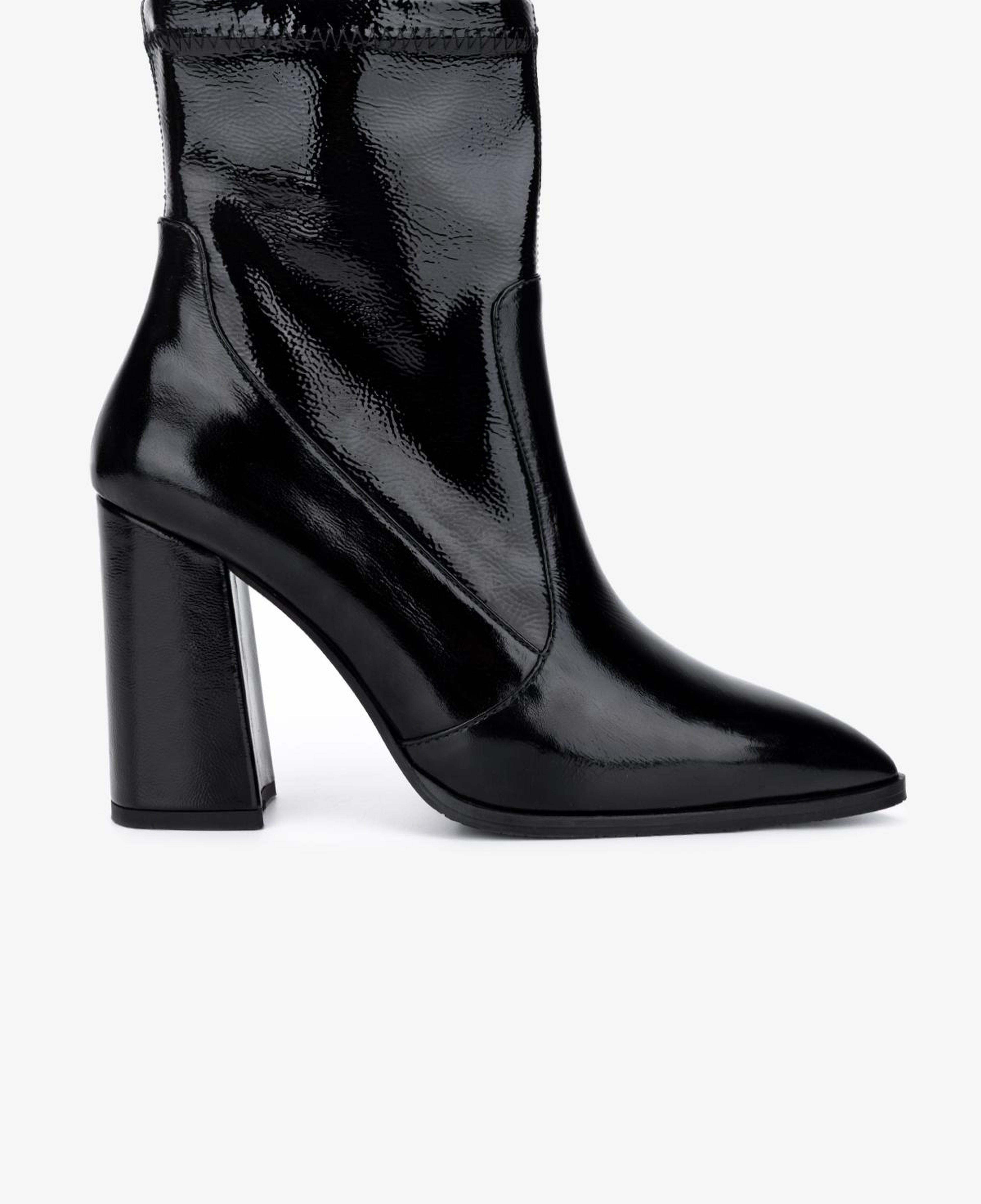 Valmenti Kadın Deri & Suni Siyah Rugan Topuklu Bot