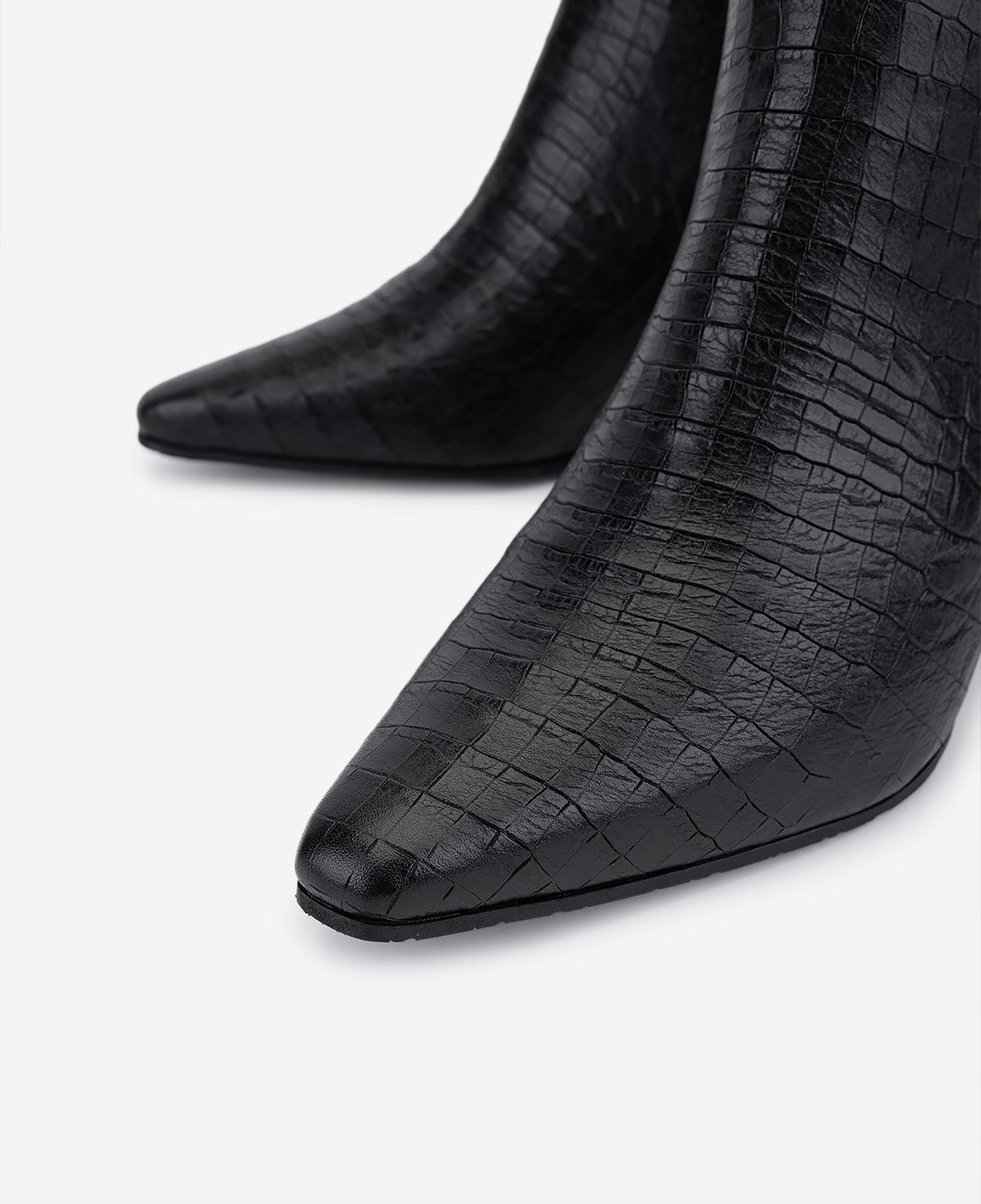 Valmenti Kadın Hakiki Deri Siyah Kroko Topuklu Bot