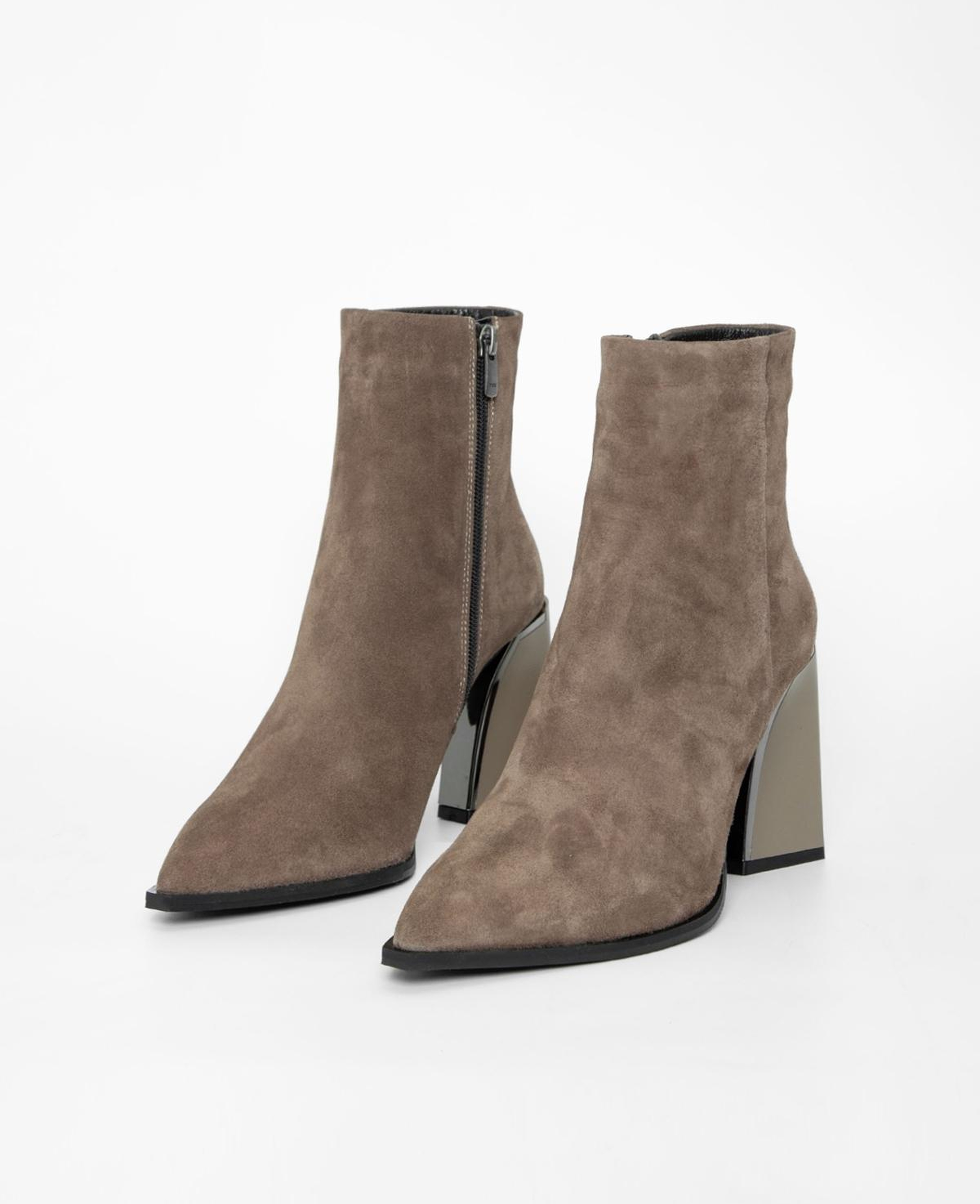 Valmenti Kadın Hakiki Deri Vizon Süet Topuklu Bot