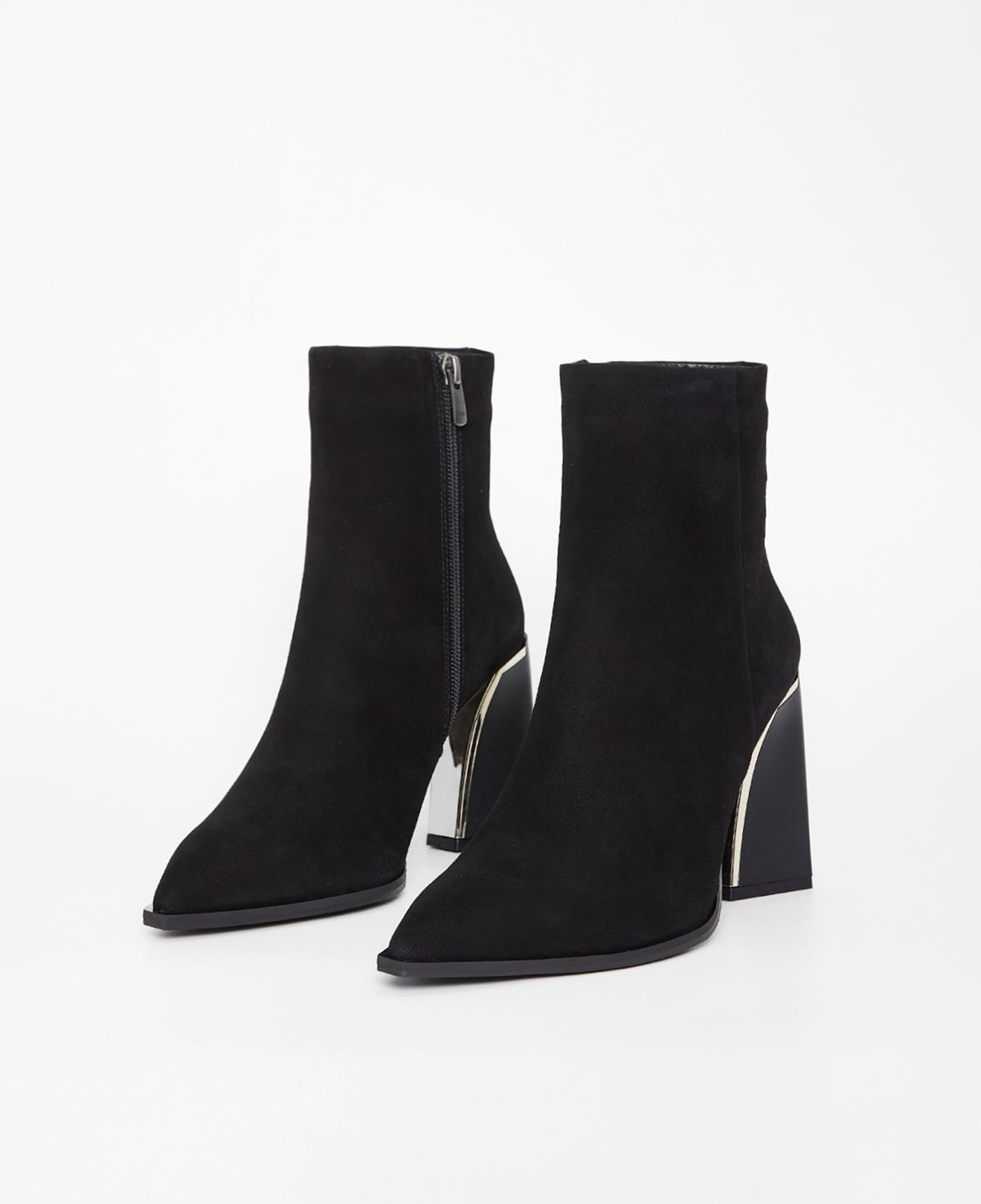 Valmenti Kadın Hakiki Deri Siyah Süet Topuklu Bot