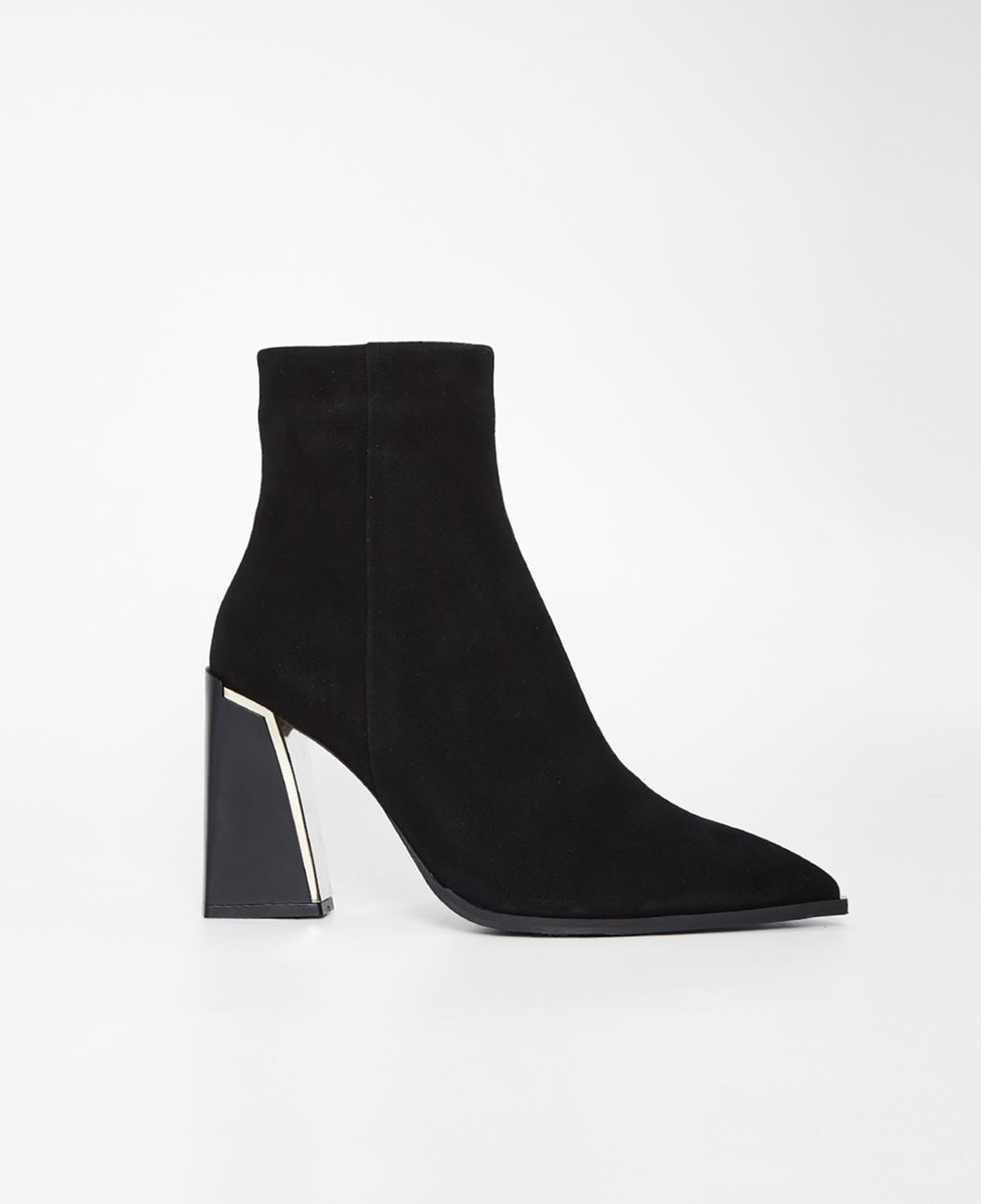 Valmenti Kadın Hakiki Deri Siyah Süet Topuklu Bot