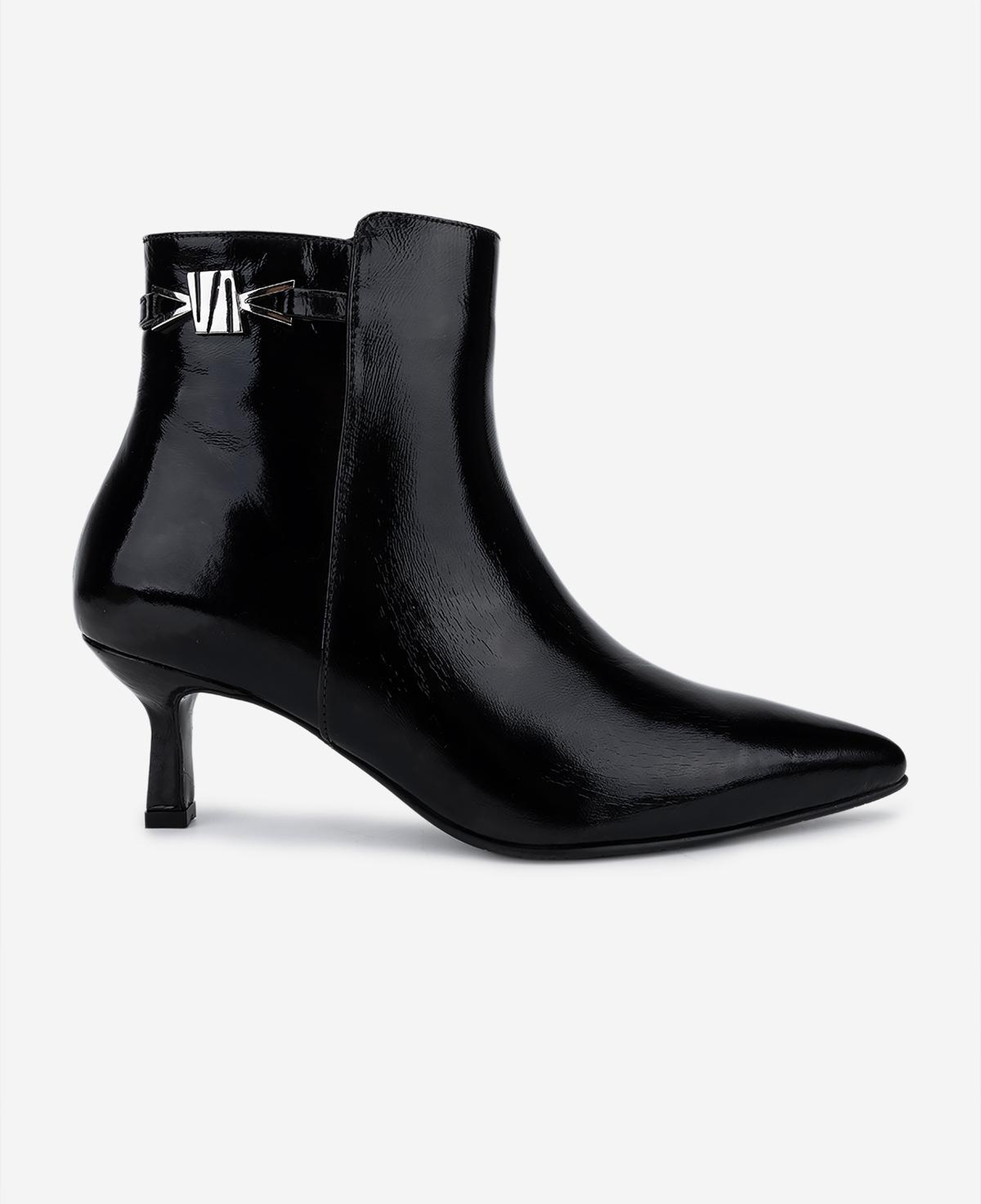 Valmenti Kadın Hakiki Deri Siyah Rugan Topuklu Bot