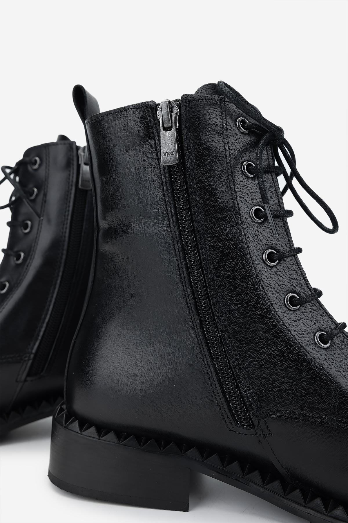 Valmenti Kadın Hakiki Deri Siyah Düz Bot