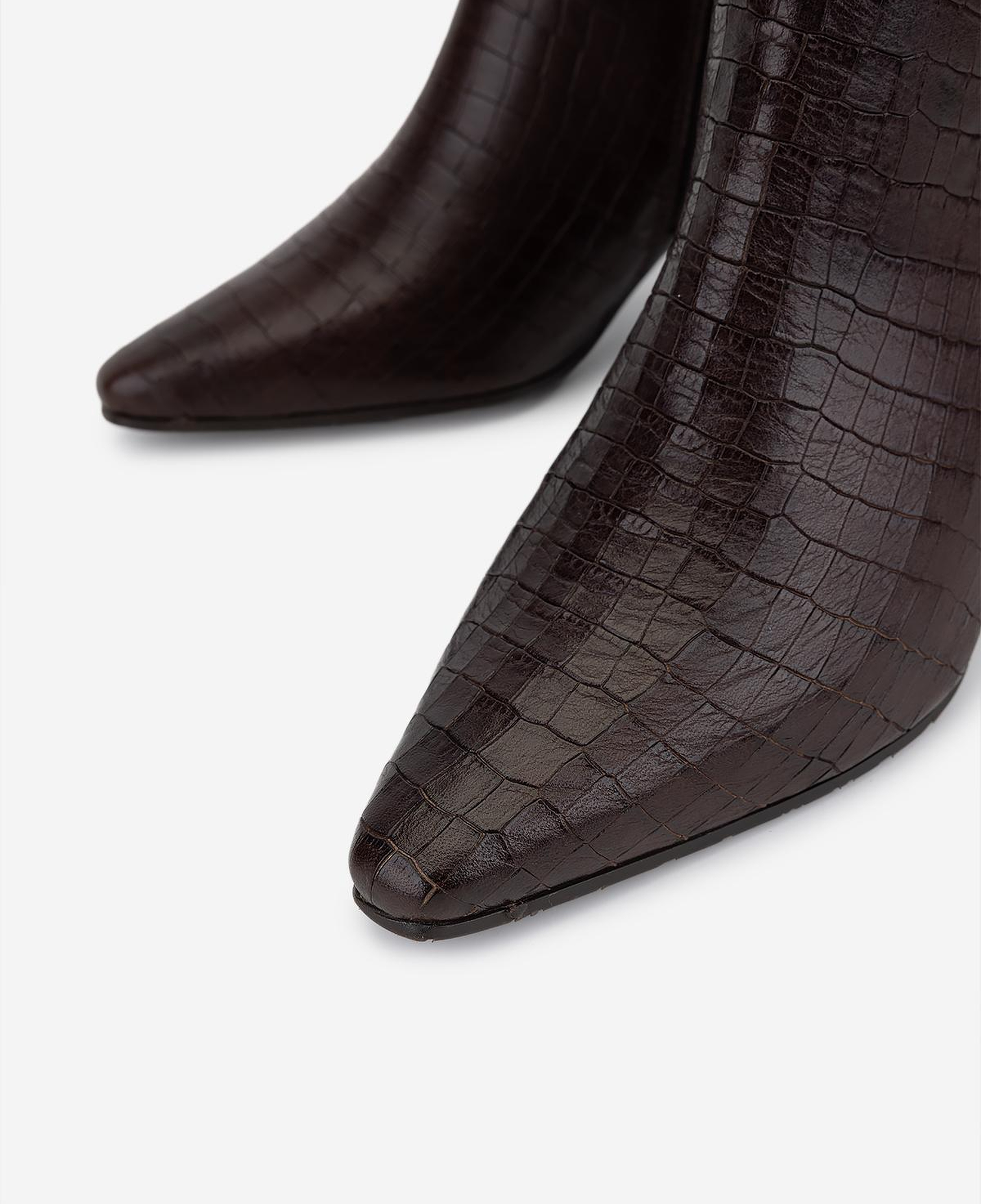 Valmenti Kadın Hakiki Deri Kahverengi Kroko Topuklu Bot