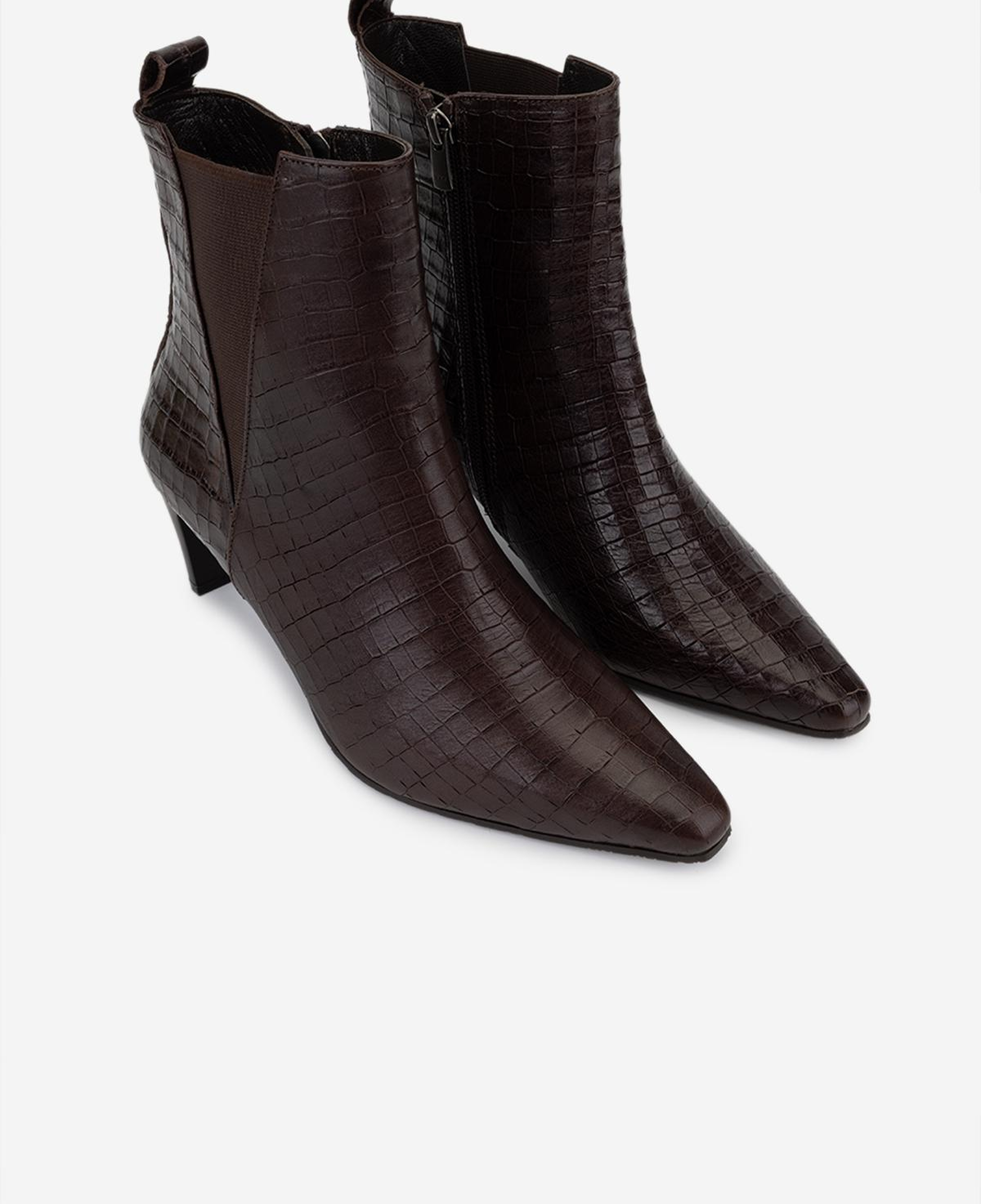 Valmenti Kadın Hakiki Deri Kahverengi Kroko Topuklu Bot