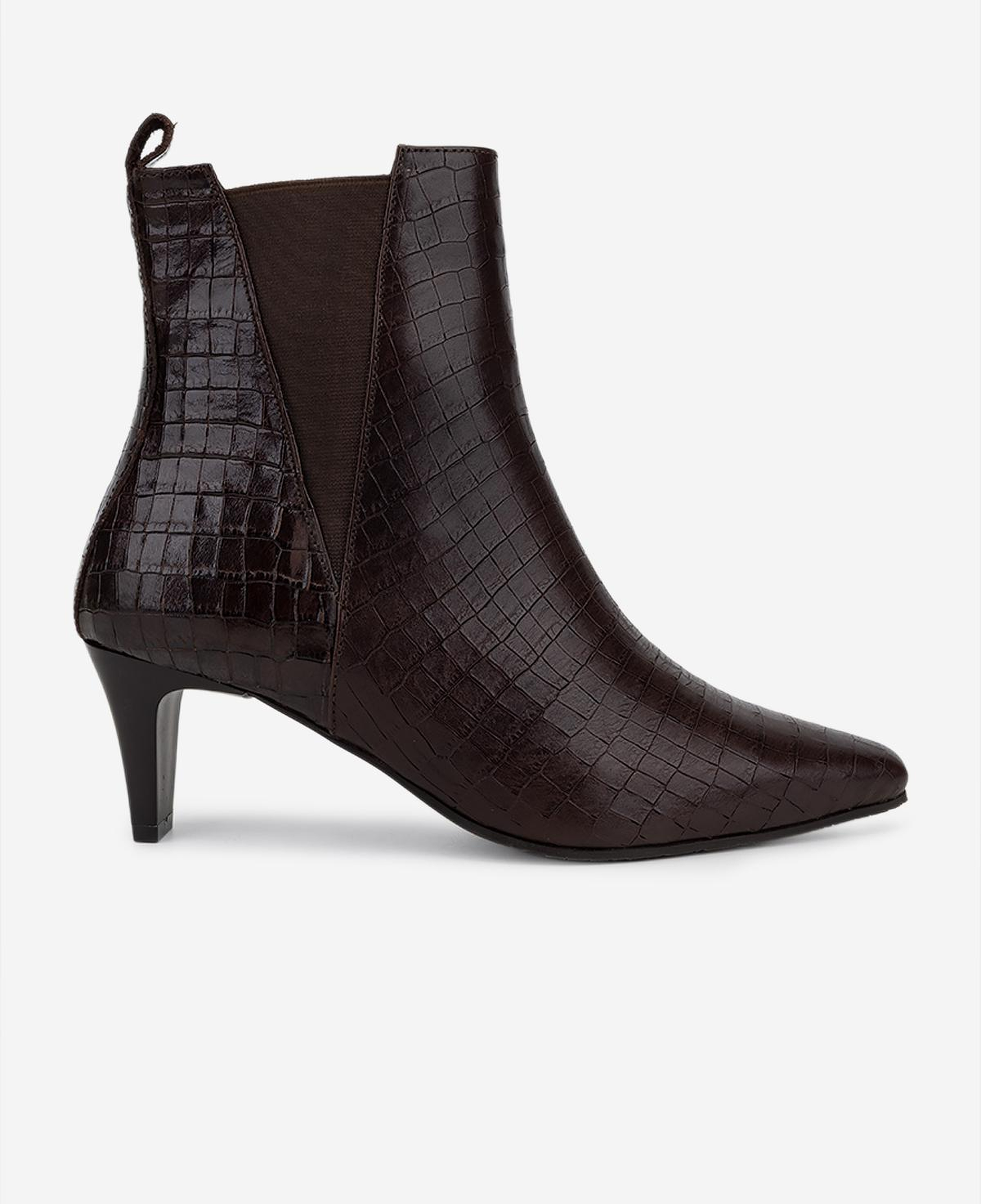 Valmenti Kadın Hakiki Deri Kahverengi Kroko Topuklu Bot