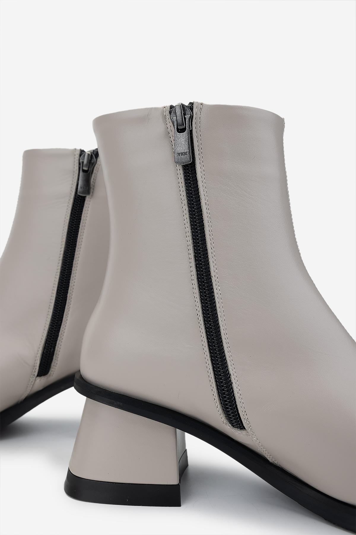 Valmenti Kadın Hakiki Deri Bej Rugan Topuklu Bot