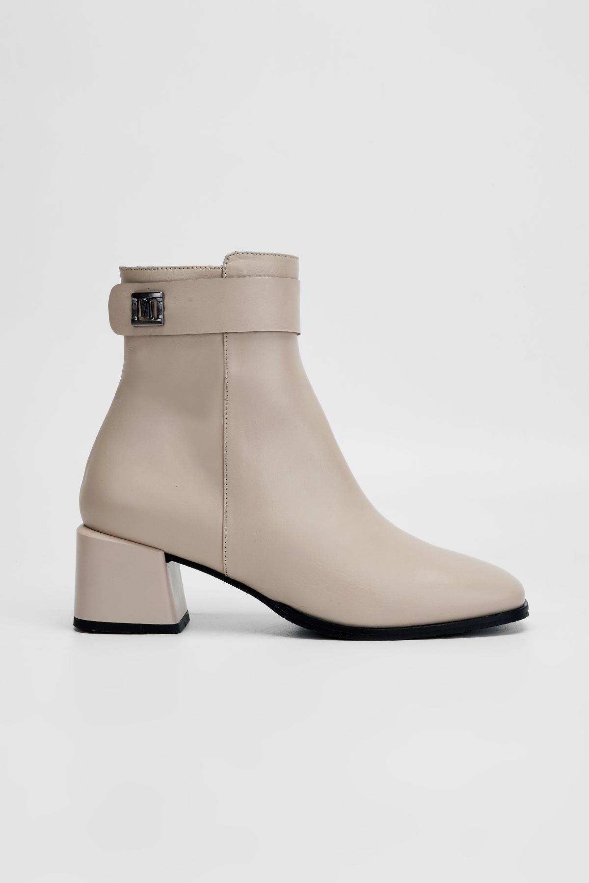 Valmenti Kadın Hakiki Deri Gri Topuklu Bot