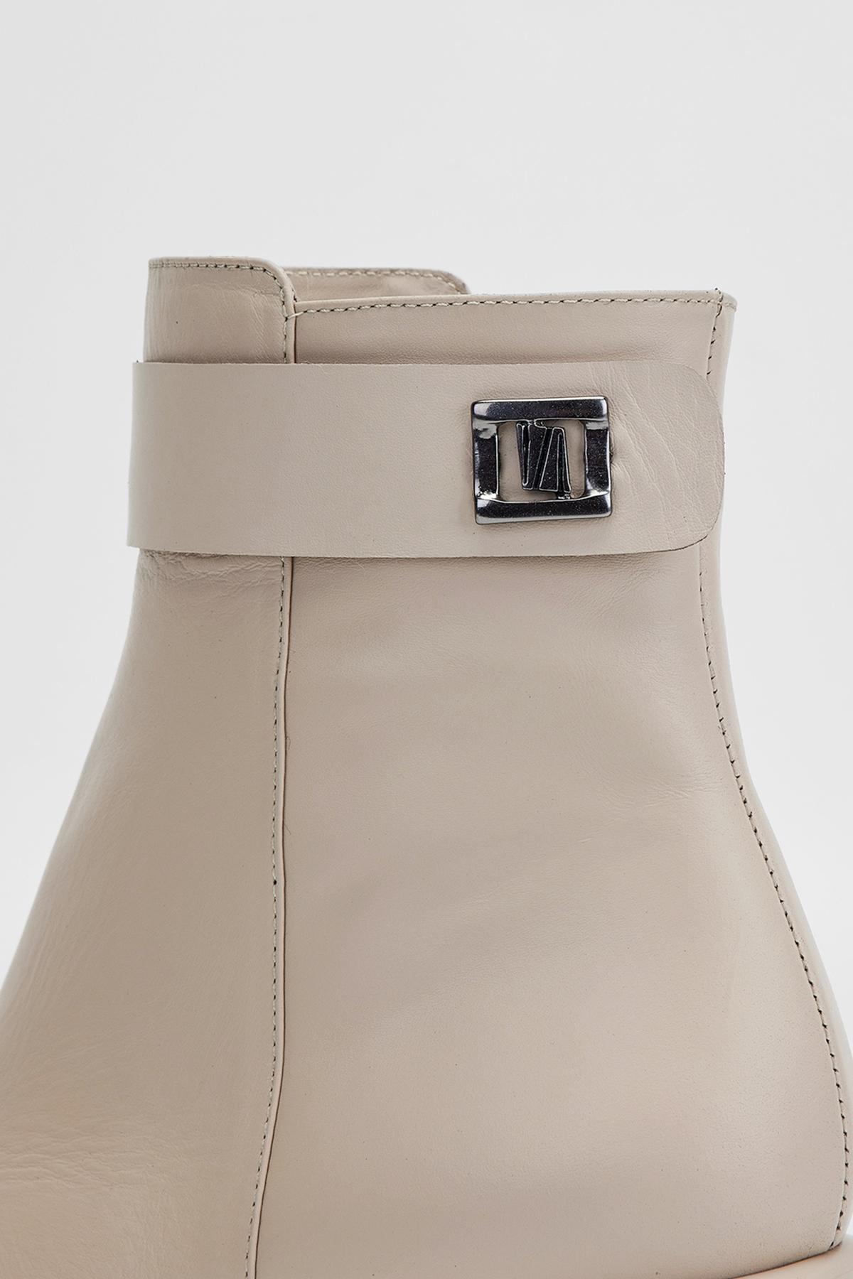 Valmenti Kadın Hakiki Deri Gri Topuklu Bot