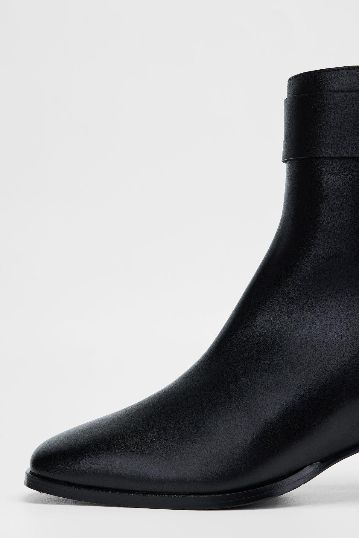 Valmenti Kadın Hakiki Deri Siyah Analin Topuklu Bot