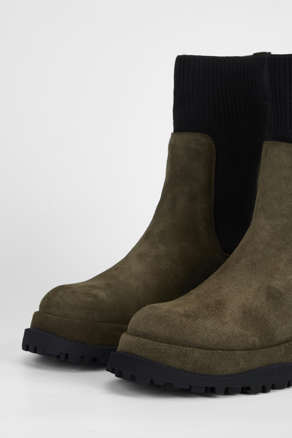 Valmenti Kadın Hakiki Deri Haki Süet Düz Bot