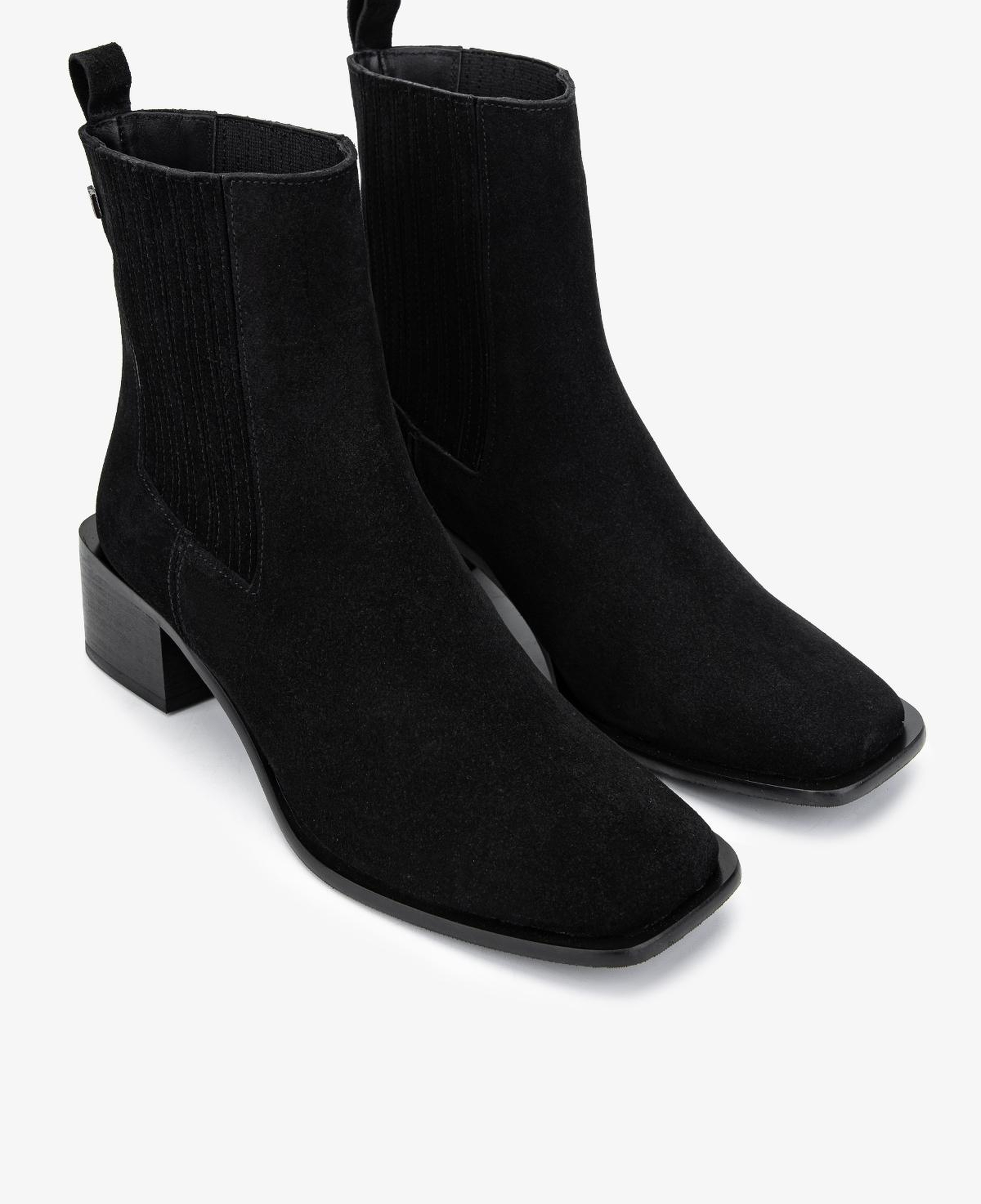Valmenti Kadın Hakiki Deri Siyah Süet Topuklu Bot