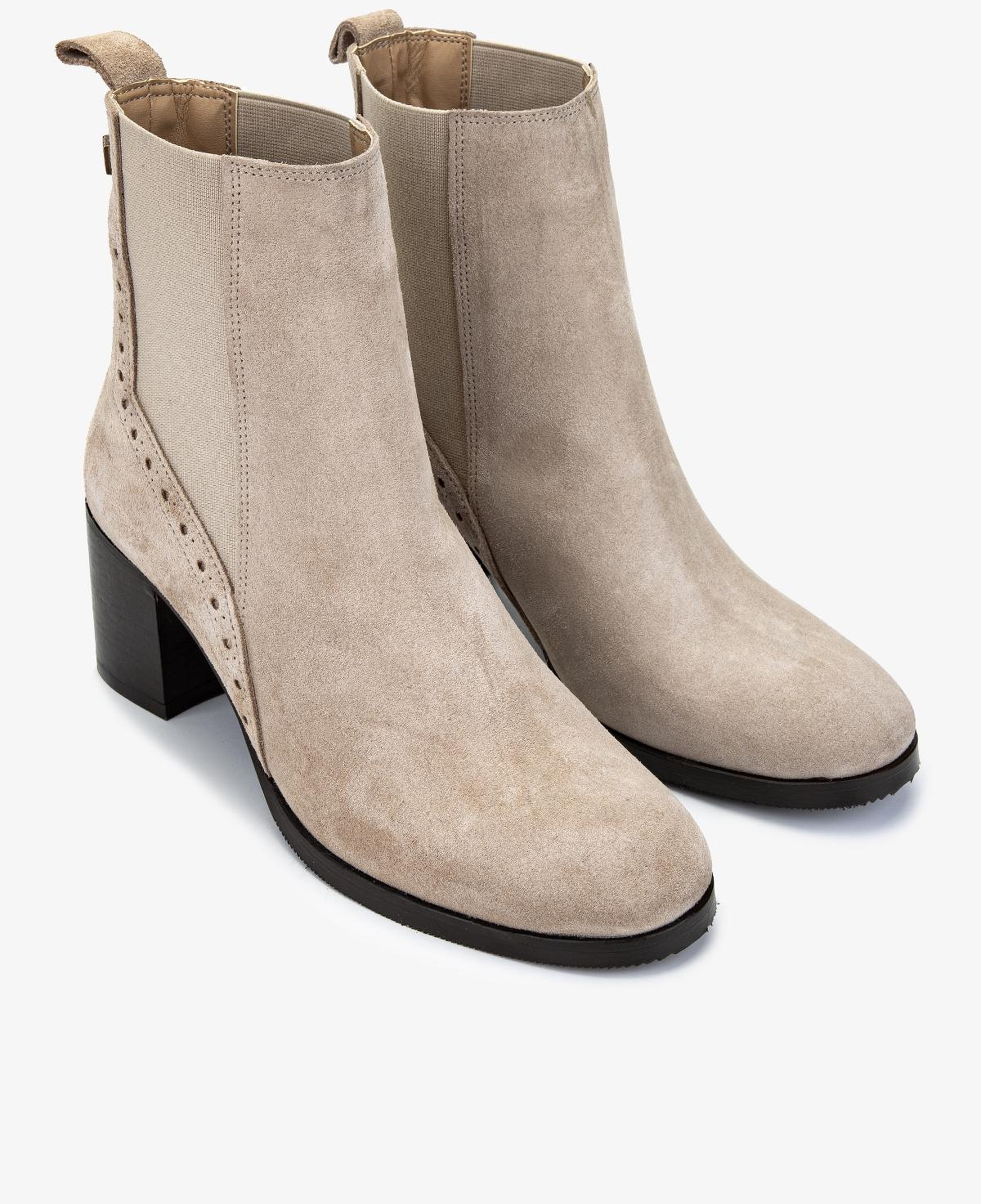 Valmenti Kadın Hakiki Deri Bej Süet Topuklu Bot