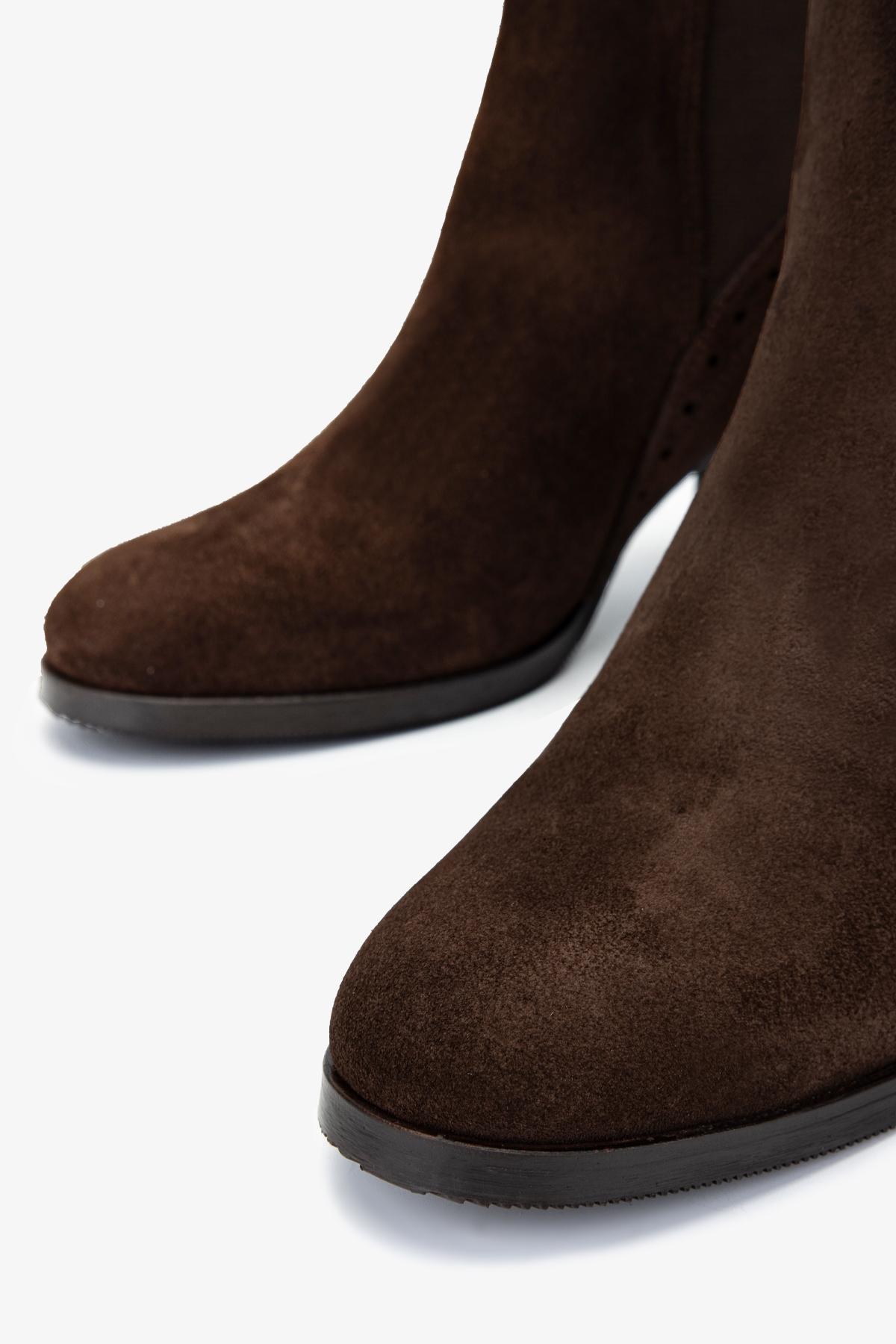 Valmenti Kadın Hakiki Deri Kahverengi Süet Topuklu Bot