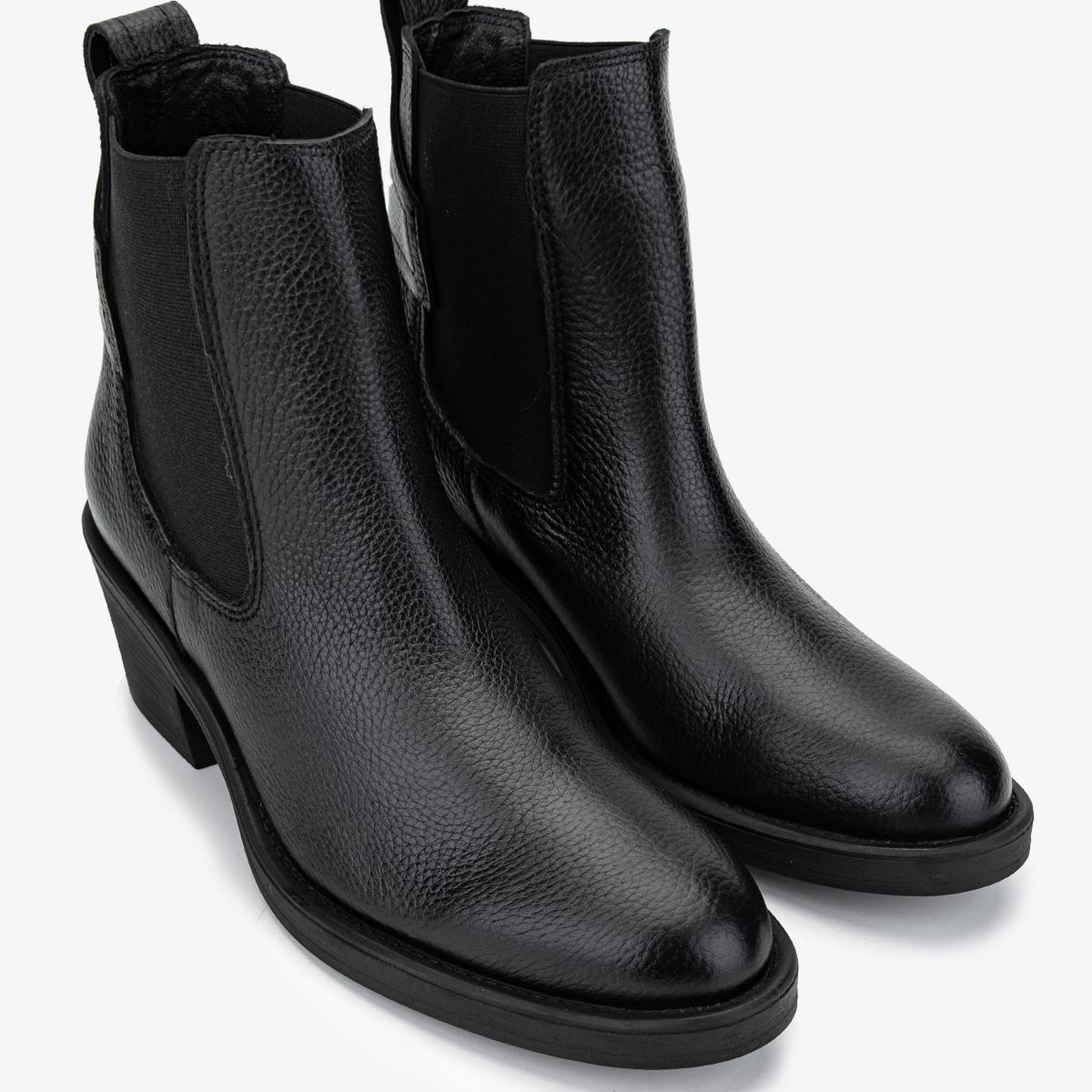 Valmenti Kadın Hakiki Deri Siyah Floter Topuklu Bot