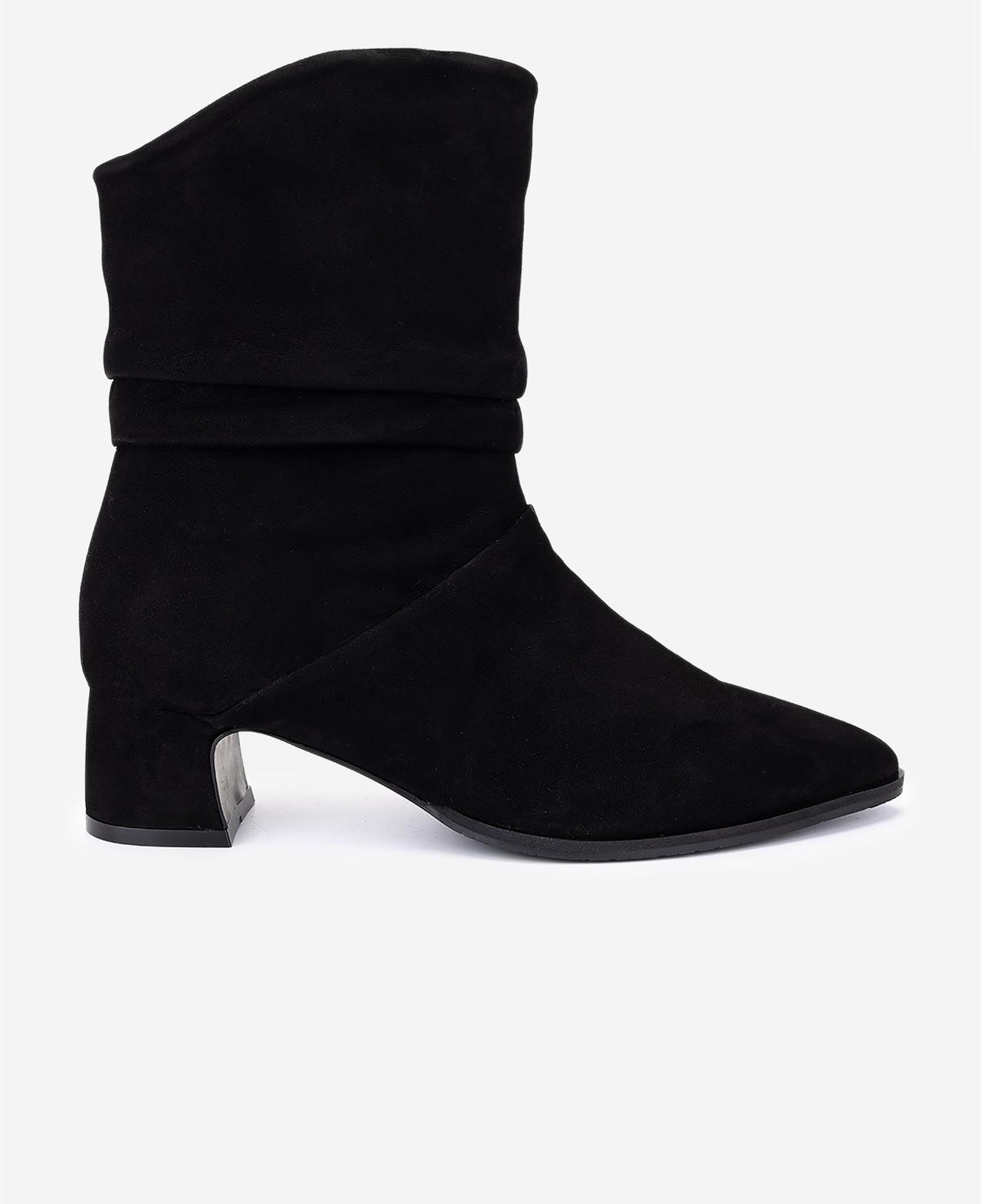 Valmenti Kadın Hakiki Deri Siyah Süet Topuklu Bot