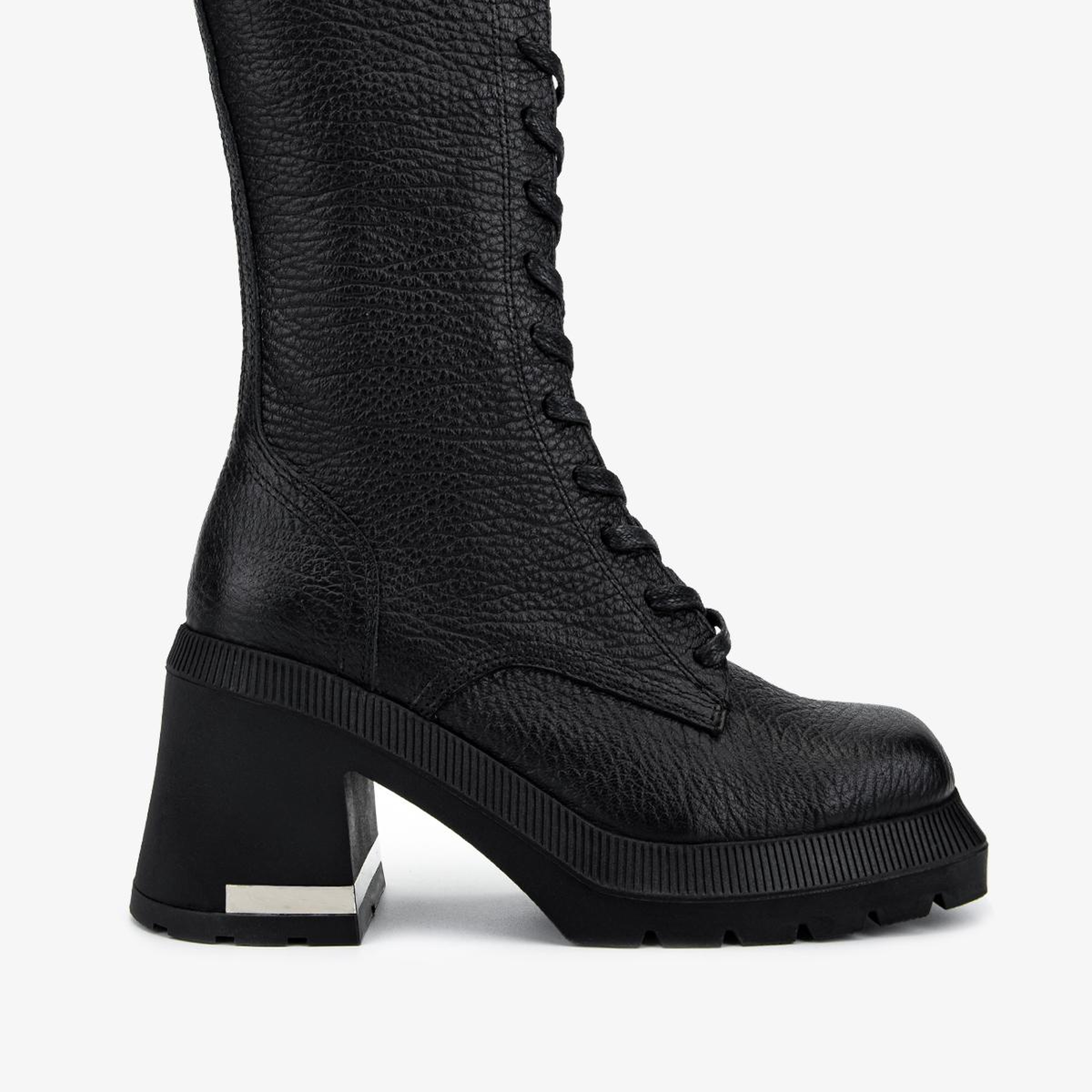 Valmenti Kadın Hakiki Deri Siyah Floter Topuklu Bot