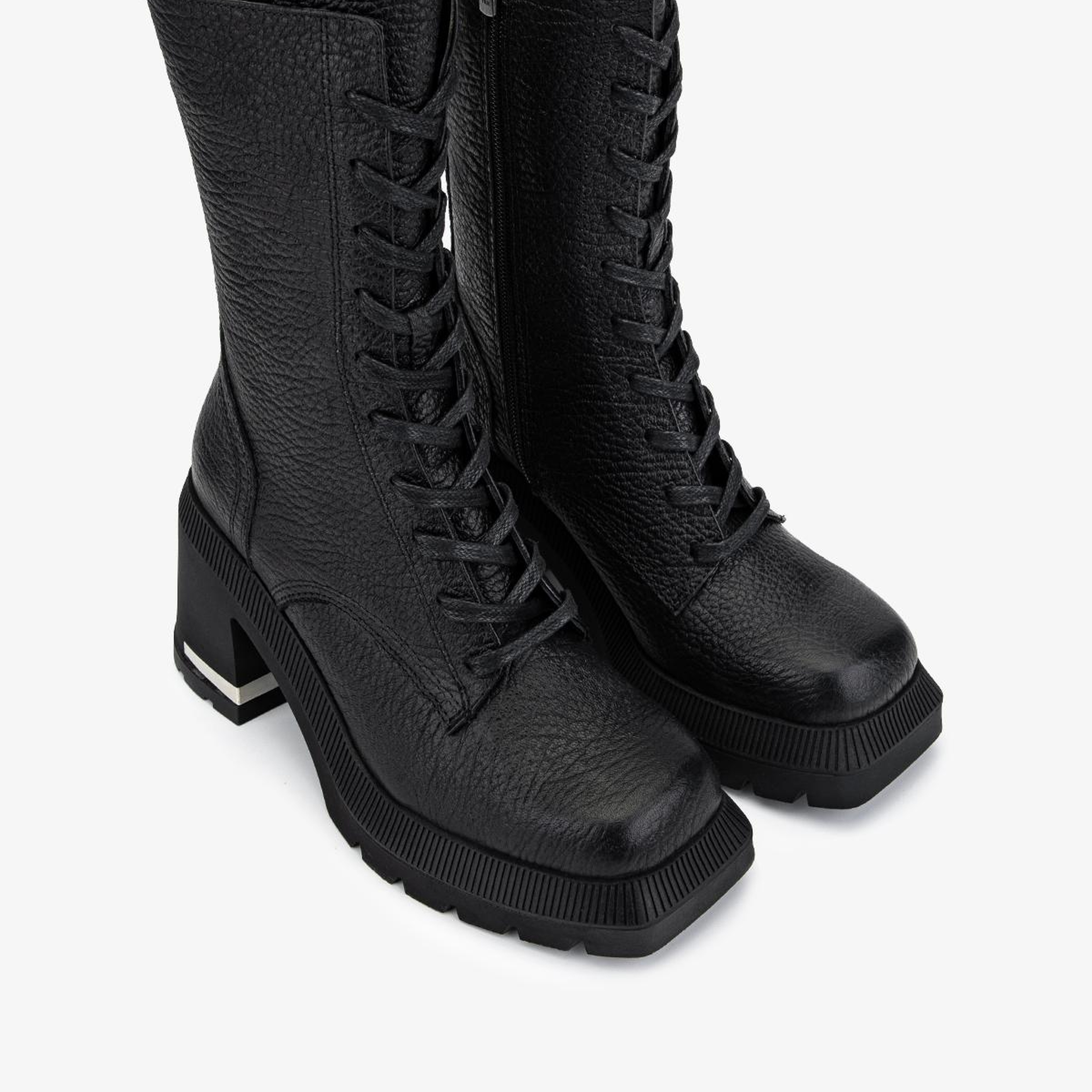 Valmenti Kadın Hakiki Deri Siyah Floter Topuklu Bot