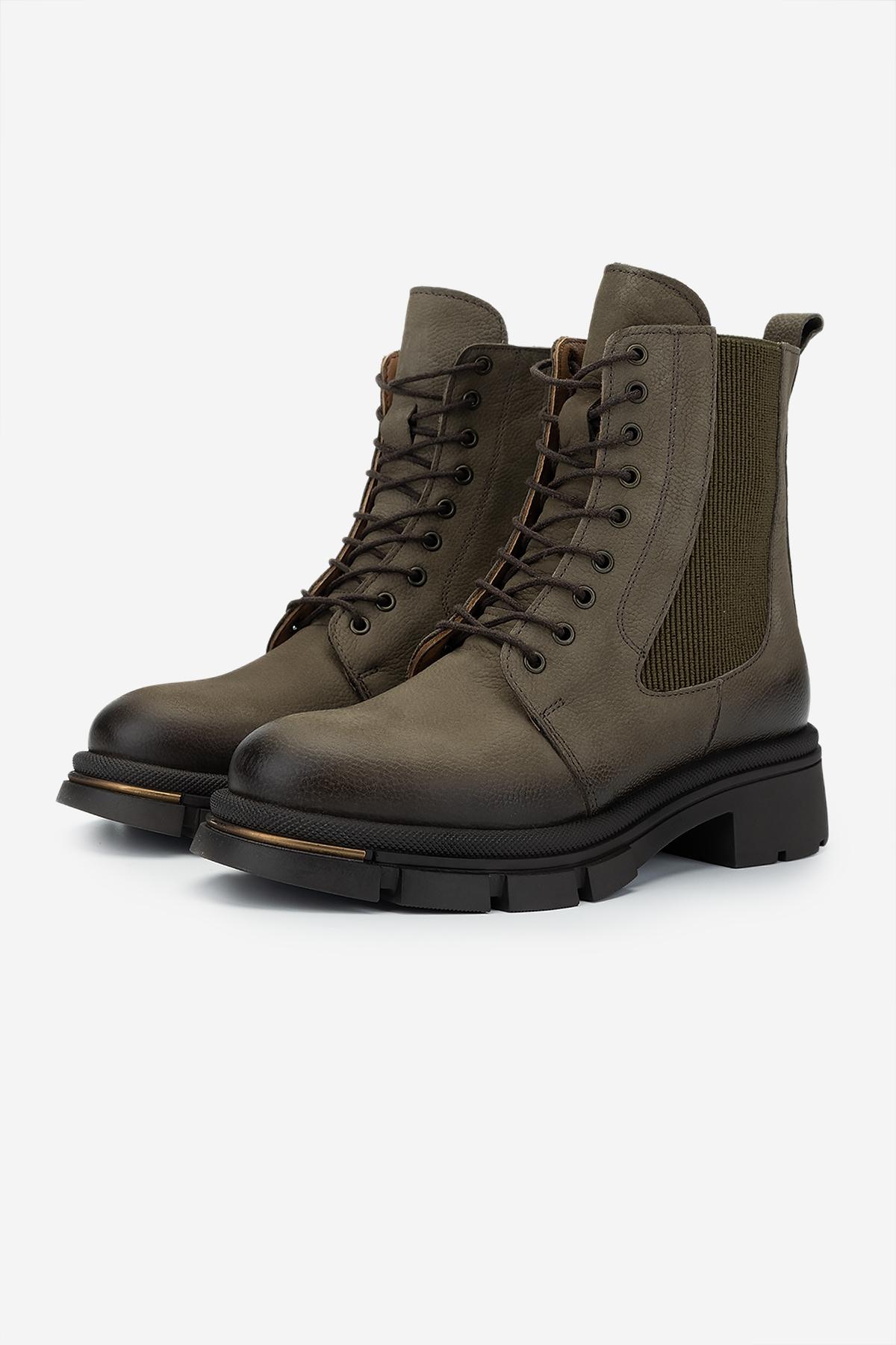 Valmenti Kadın Hakiki Deri Yeşil Düz Bot