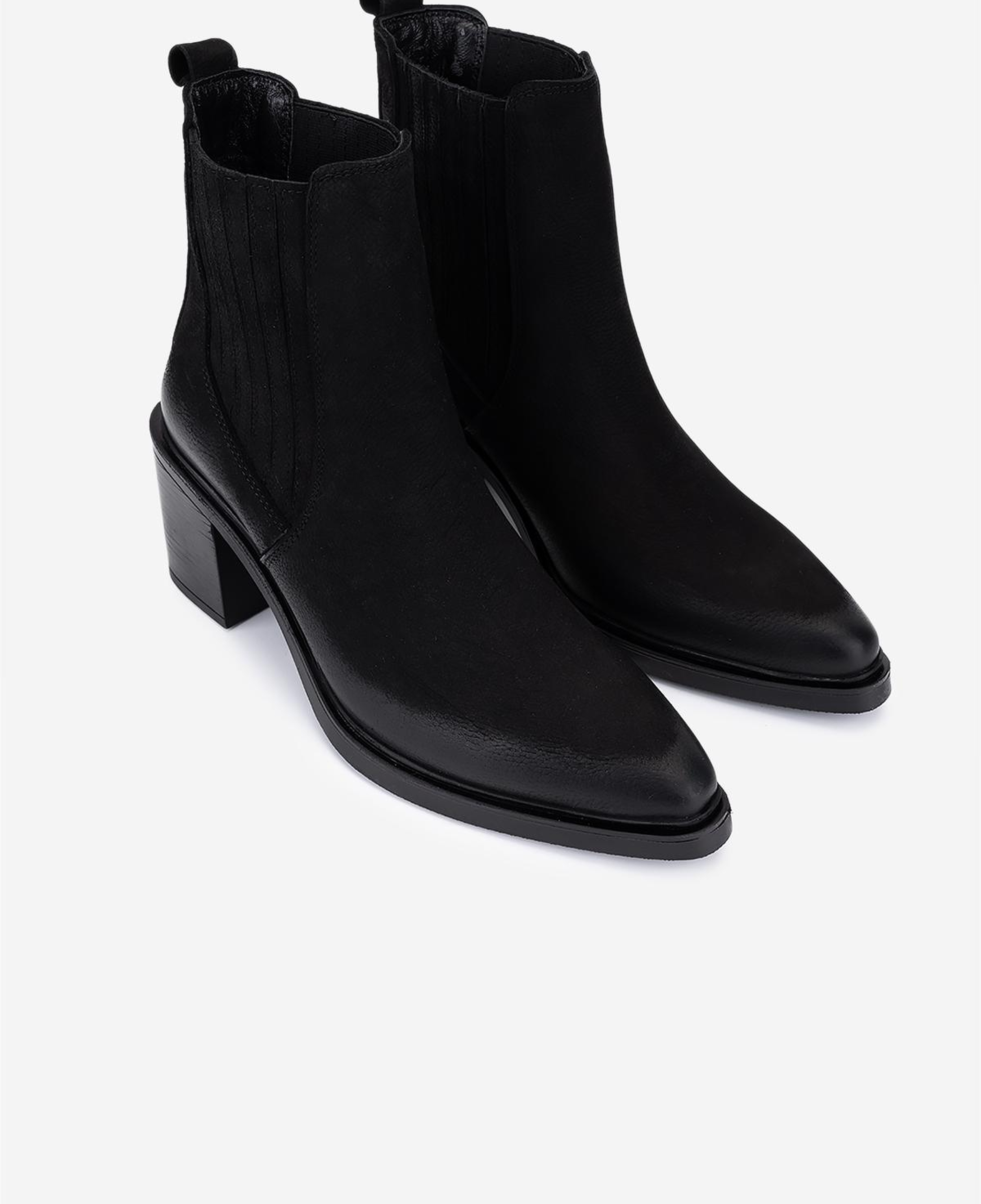 Valmenti Kadın Hakiki Deri Siyah Nubuk Topuklu Bot