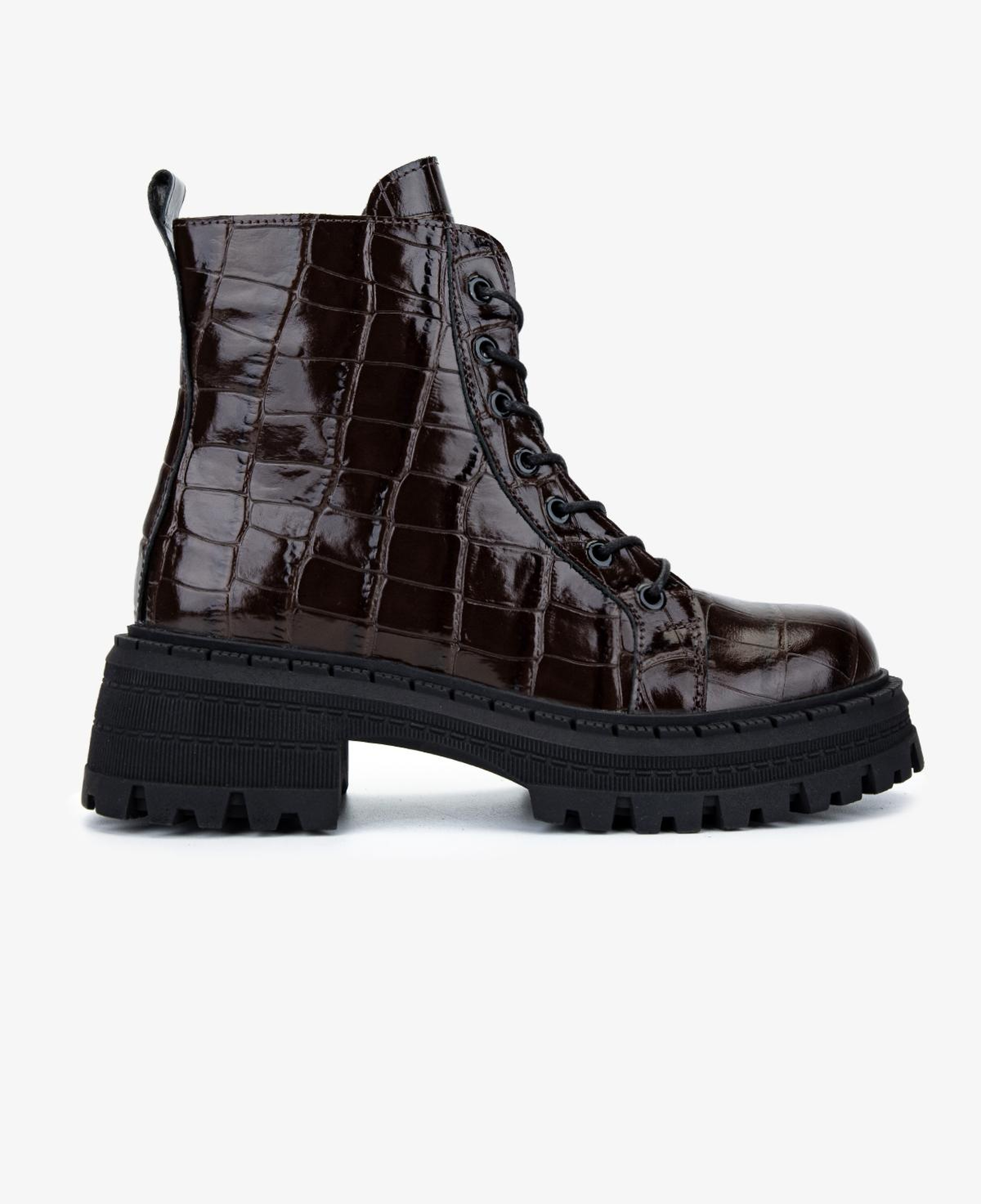 Valmenti Kadın Deri & Tekstil Kahverengi Kroko Düz Bot