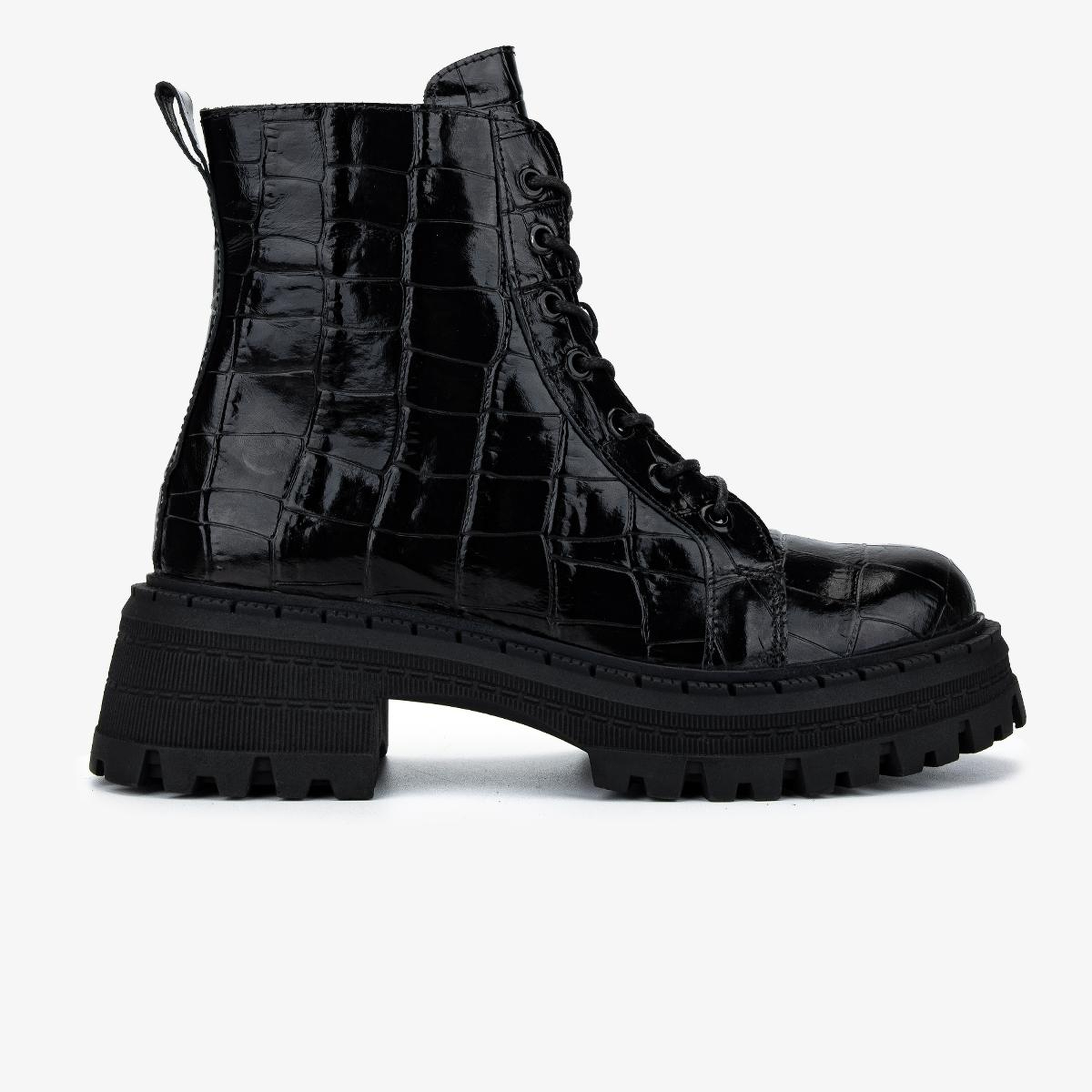 Valmenti Kadın Deri & Tekstil Siyah Kroko Düz Bot