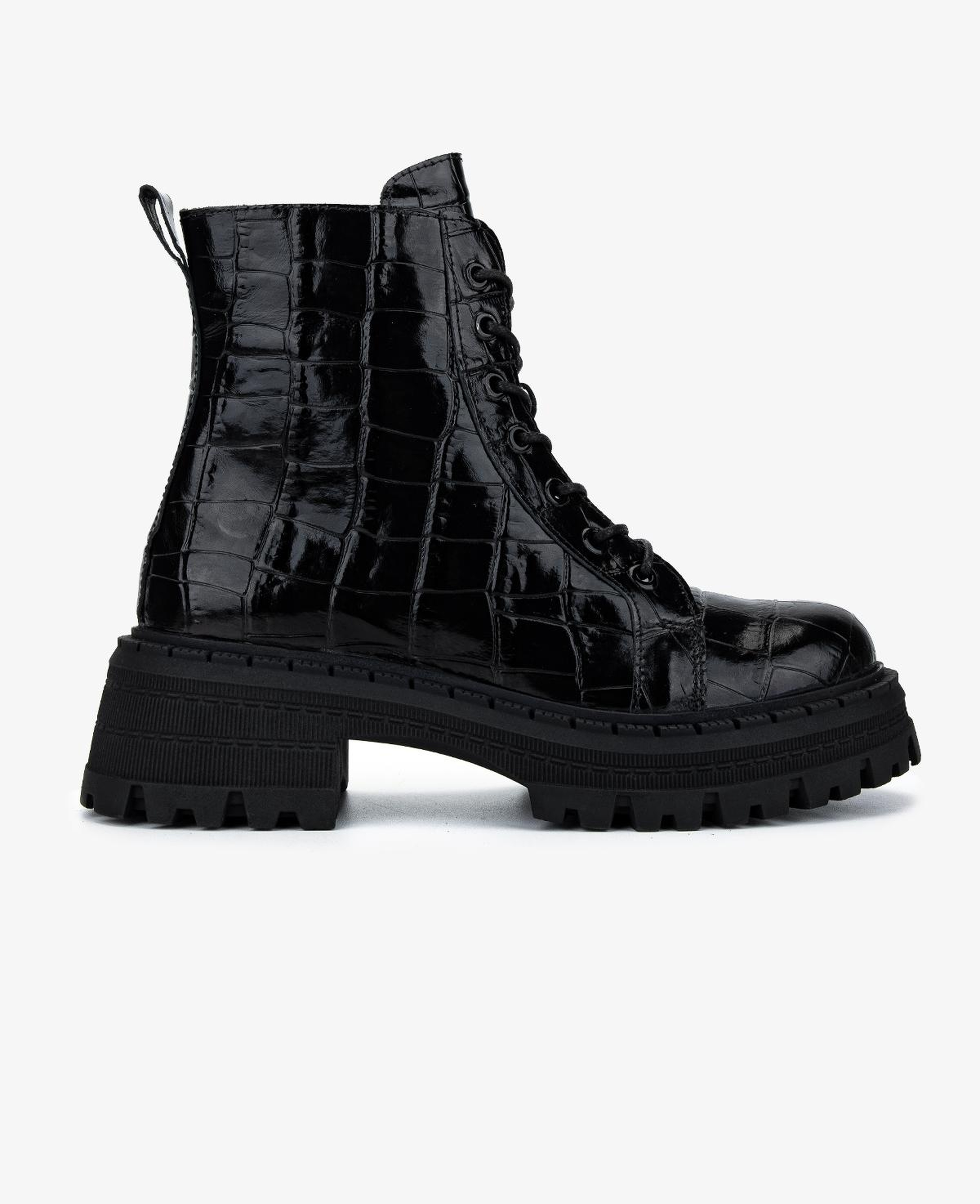 Valmenti Kadın Deri & Tekstil Siyah Kroko Düz Bot