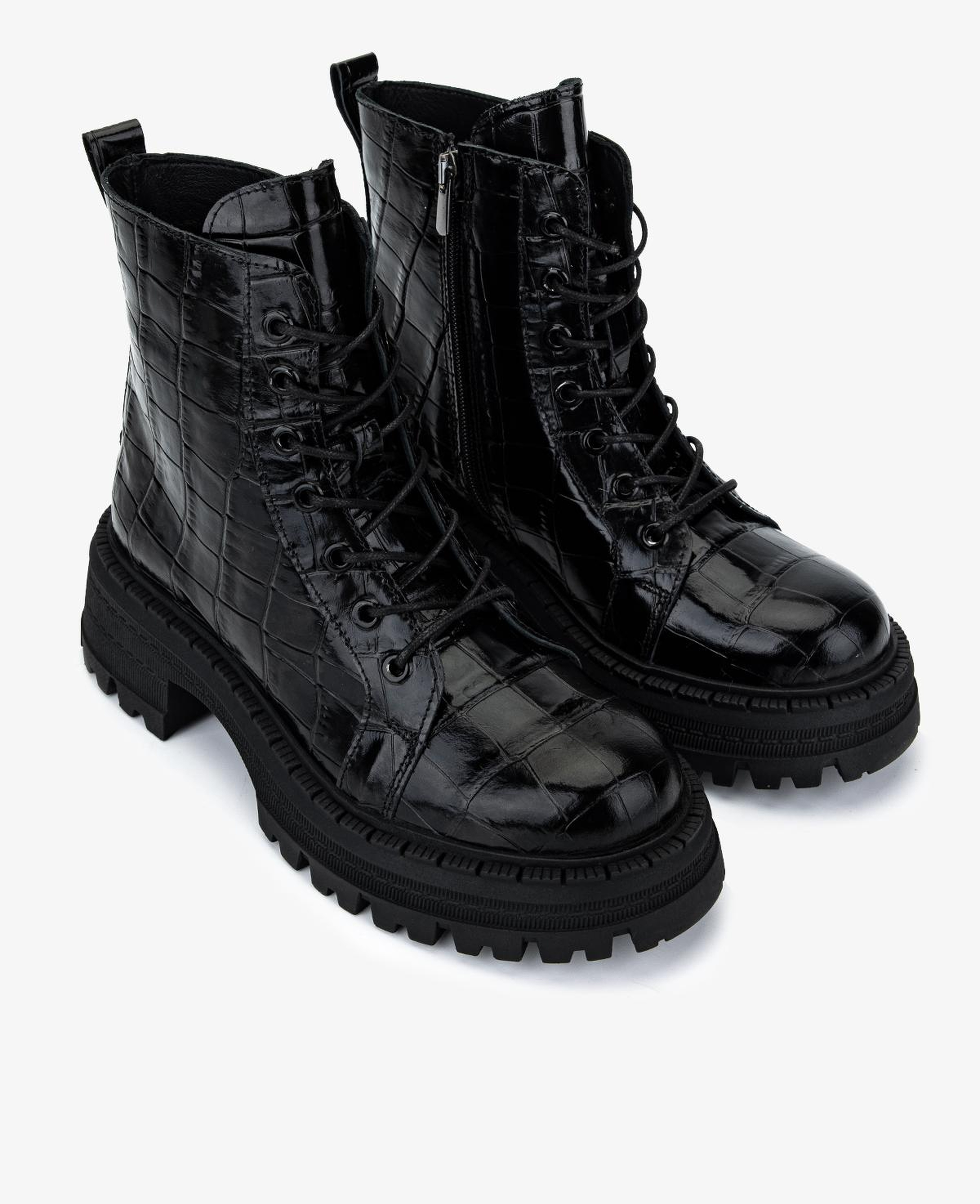 Valmenti Kadın Deri & Tekstil Siyah Kroko Düz Bot