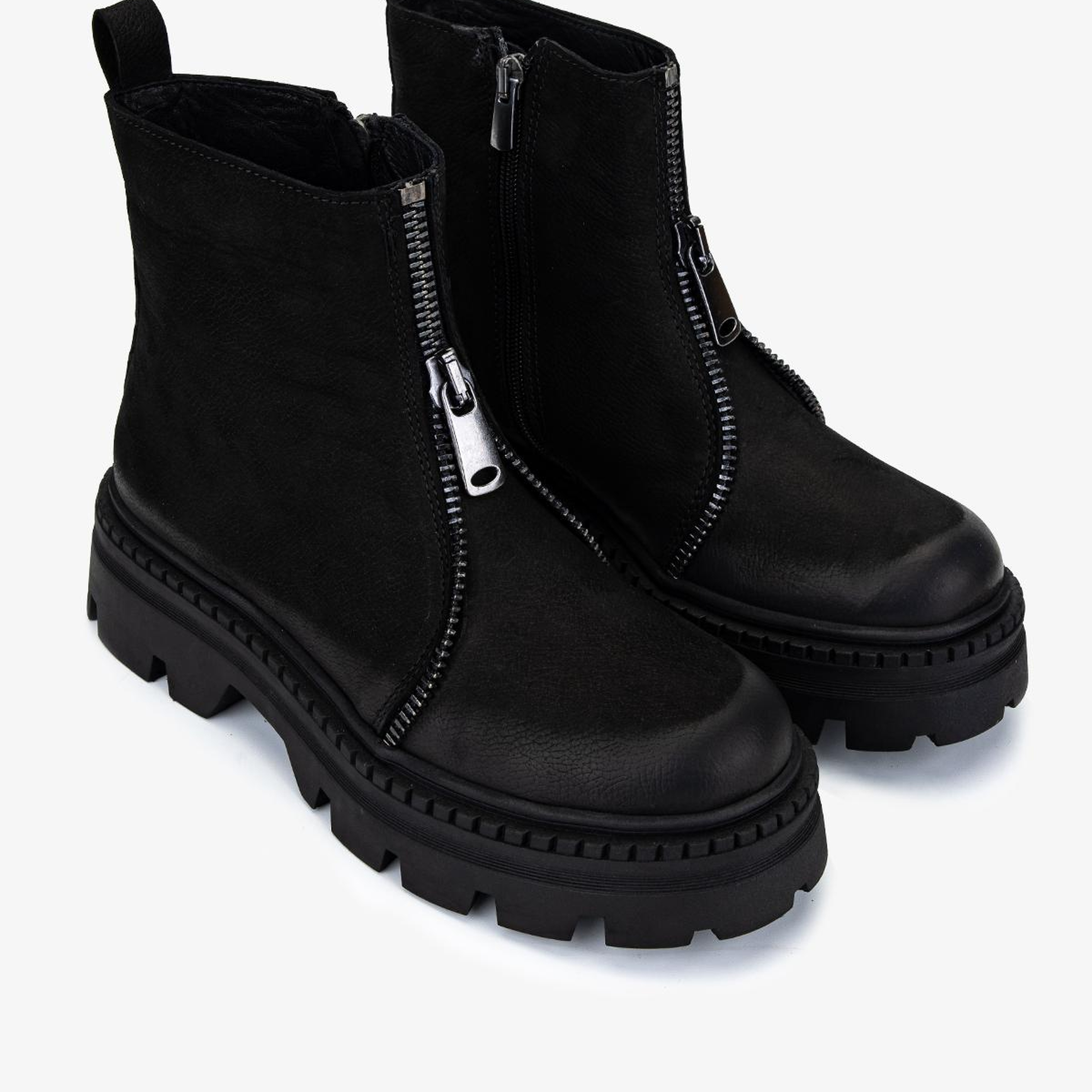 Valmenti Kadın Hakiki Deri Siyah Nubuk Düz Bot