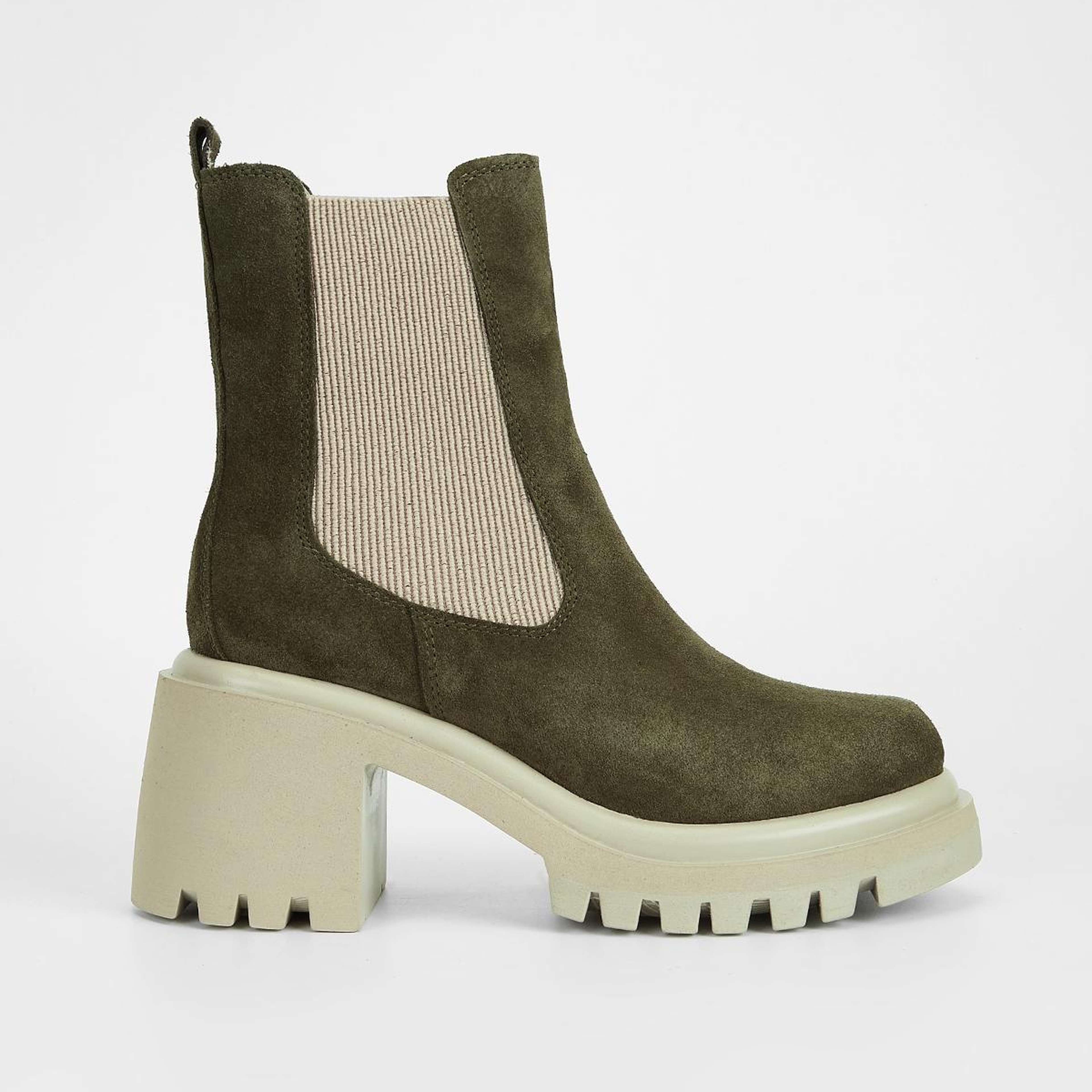 Valmenti Kadın Hakiki Deri Haki Süet Topuklu Bot