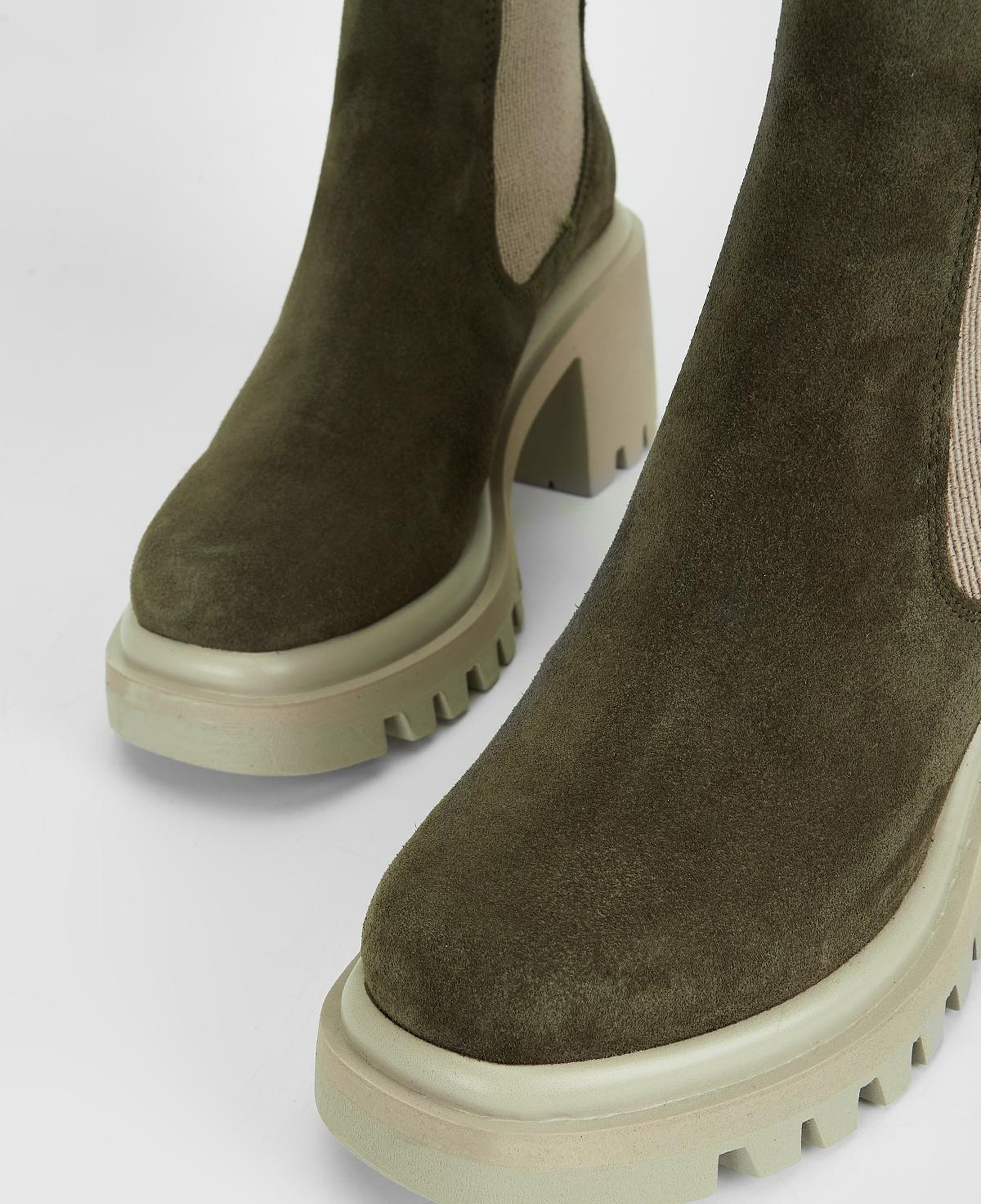 Valmenti Kadın Hakiki Deri Haki Süet Topuklu Bot