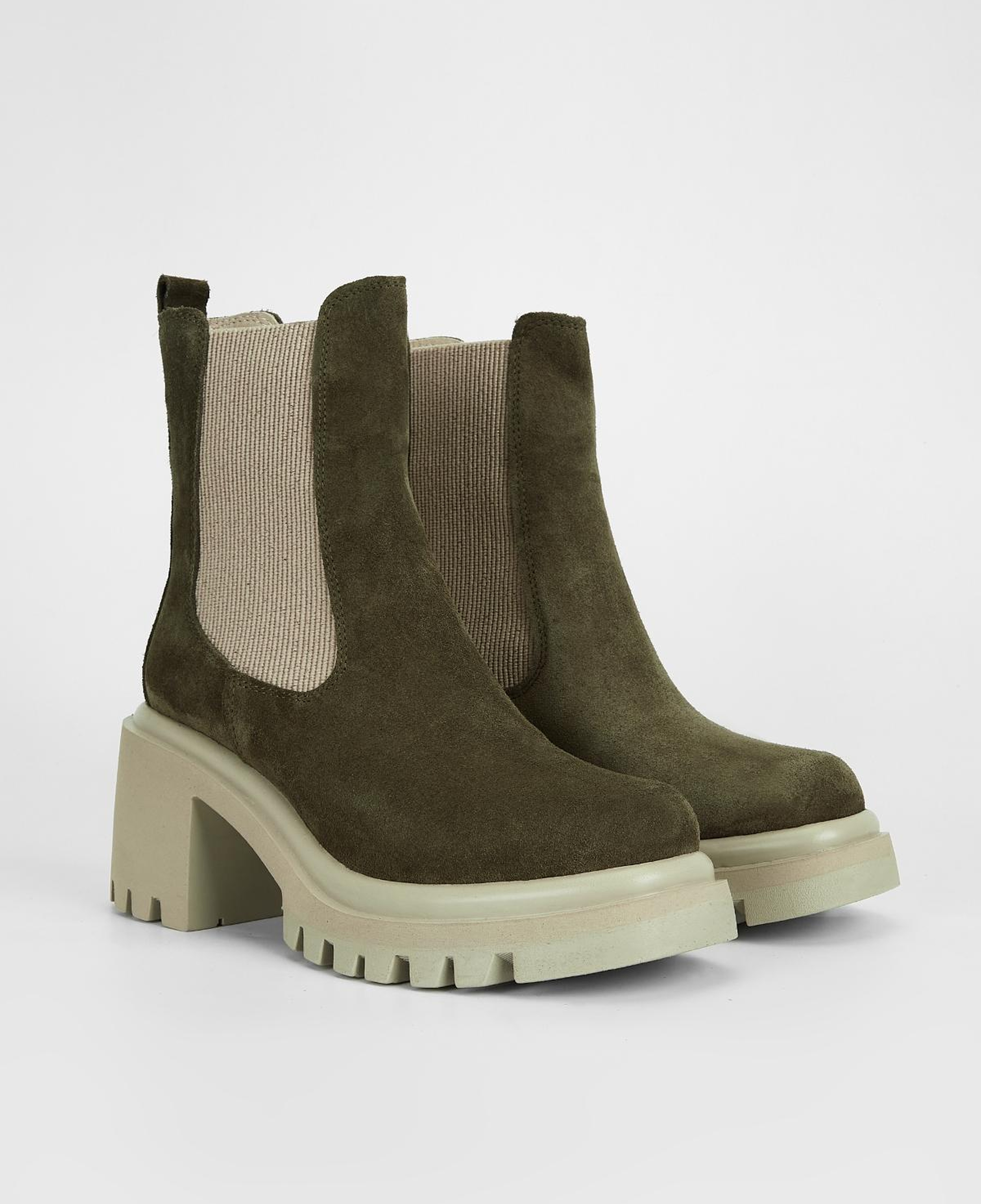 Valmenti Kadın Hakiki Deri Haki Süet Topuklu Bot