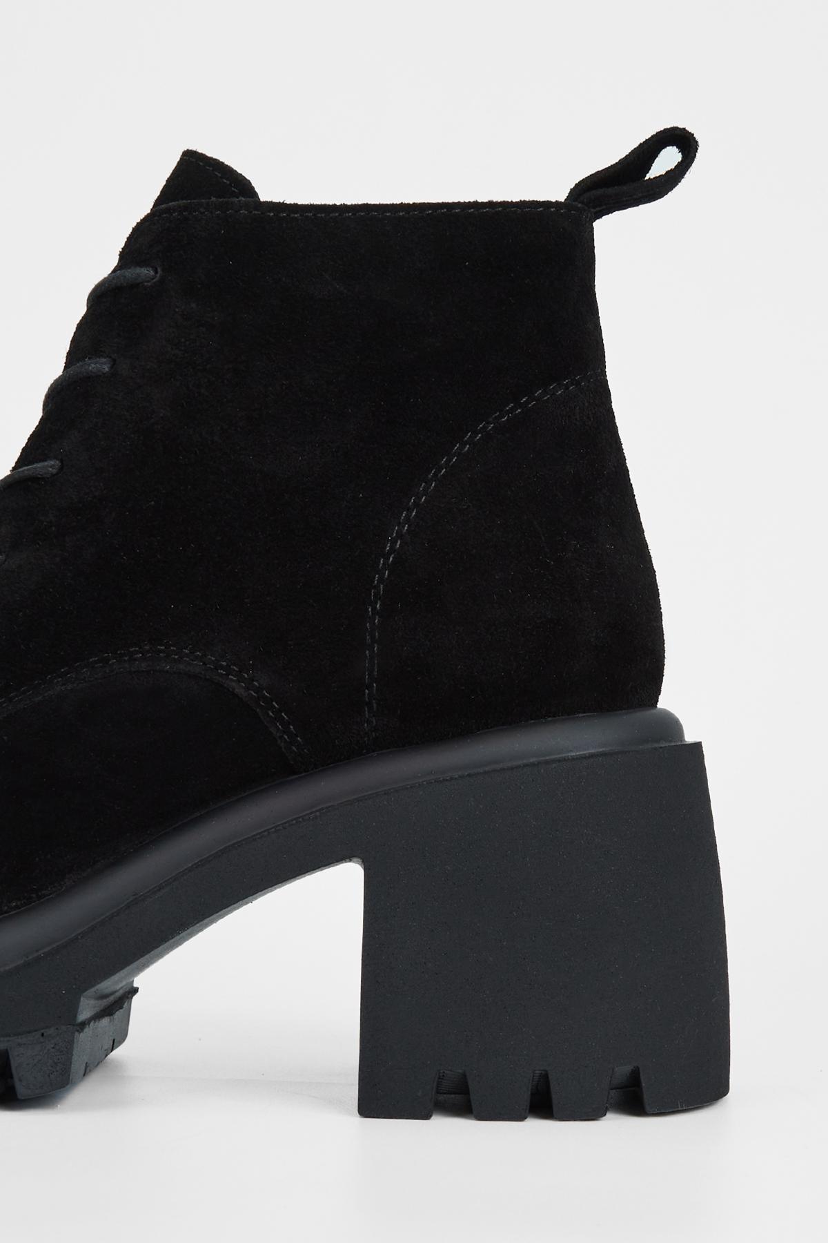 Valmenti Kadın Hakiki Deri Siyah Süet Topuklu Bot