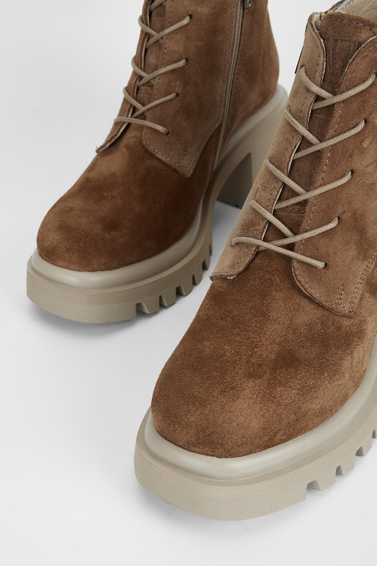 Valmenti Kadın Hakiki Deri Tütün Süet Topuklu Bot