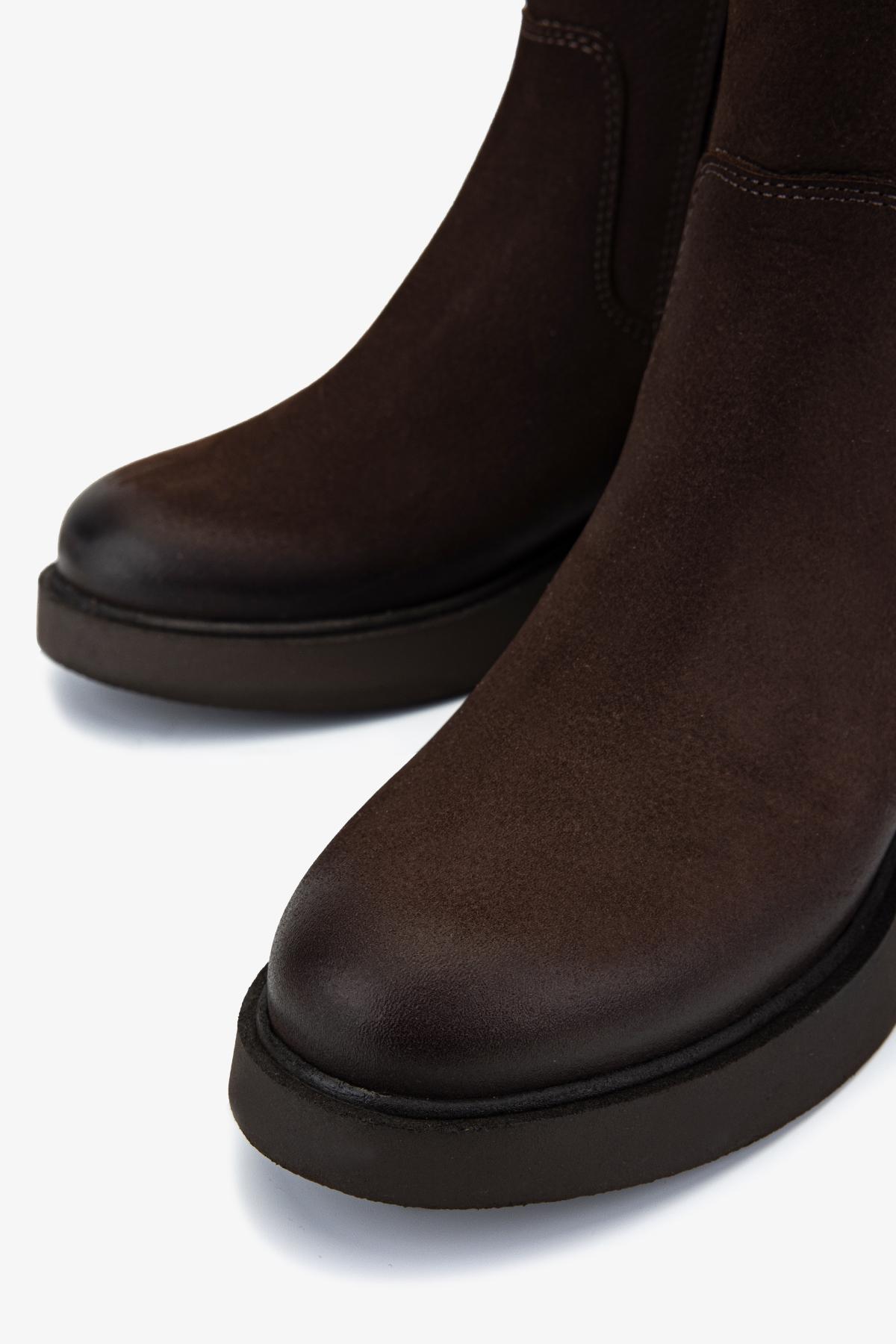 Valmenti Kadın Hakiki Deri Kahverengi Düz Bot