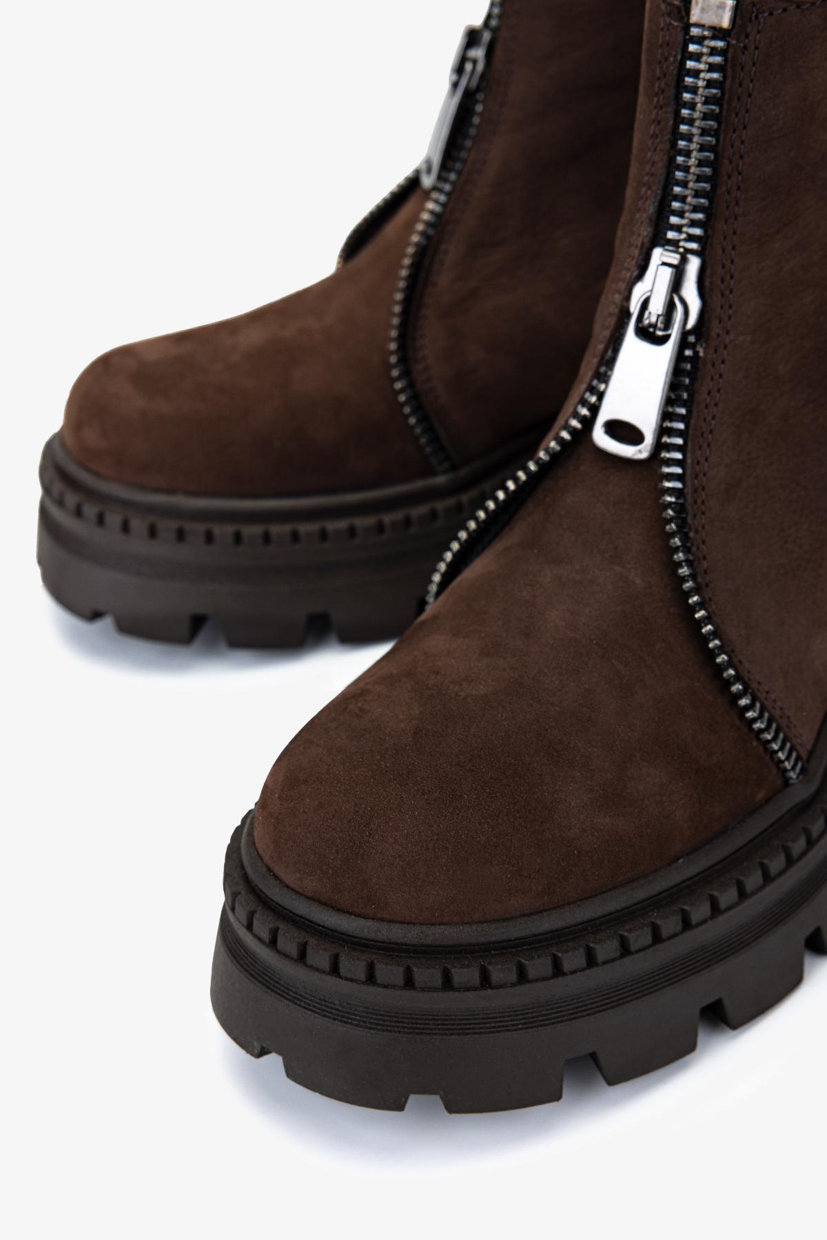 Valmenti Kadın Hakiki Deri Kahverengi Düz Bot