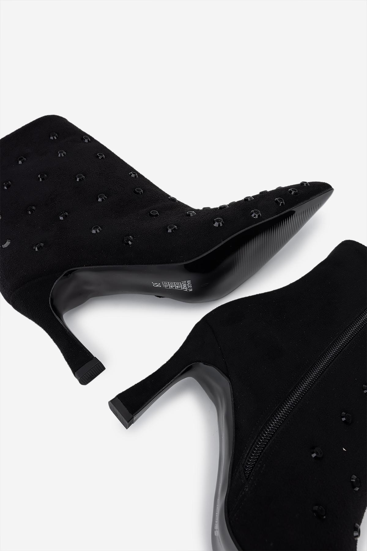 Valmenti Kadın Tekstil Siyah Kadife Topuklu Bot